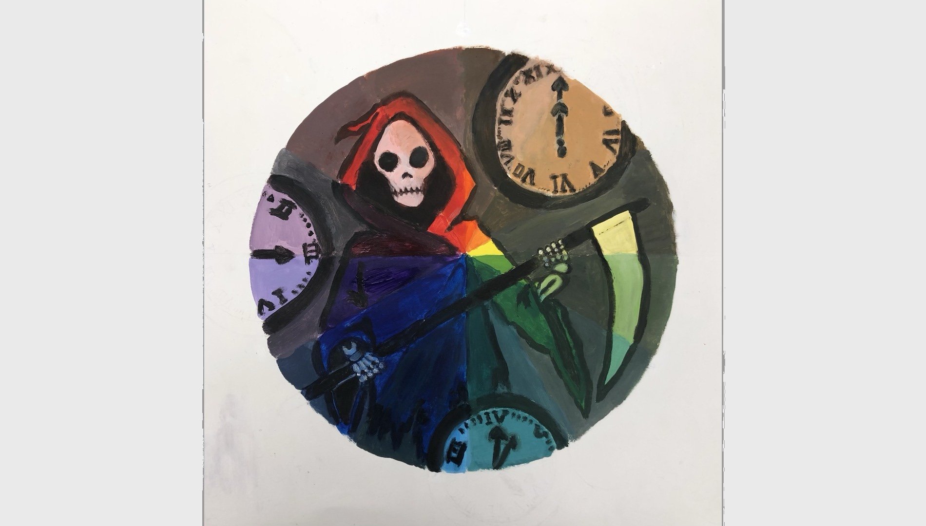 Grim Rainbow, Acrylic painting, 2021, 5in x 5in