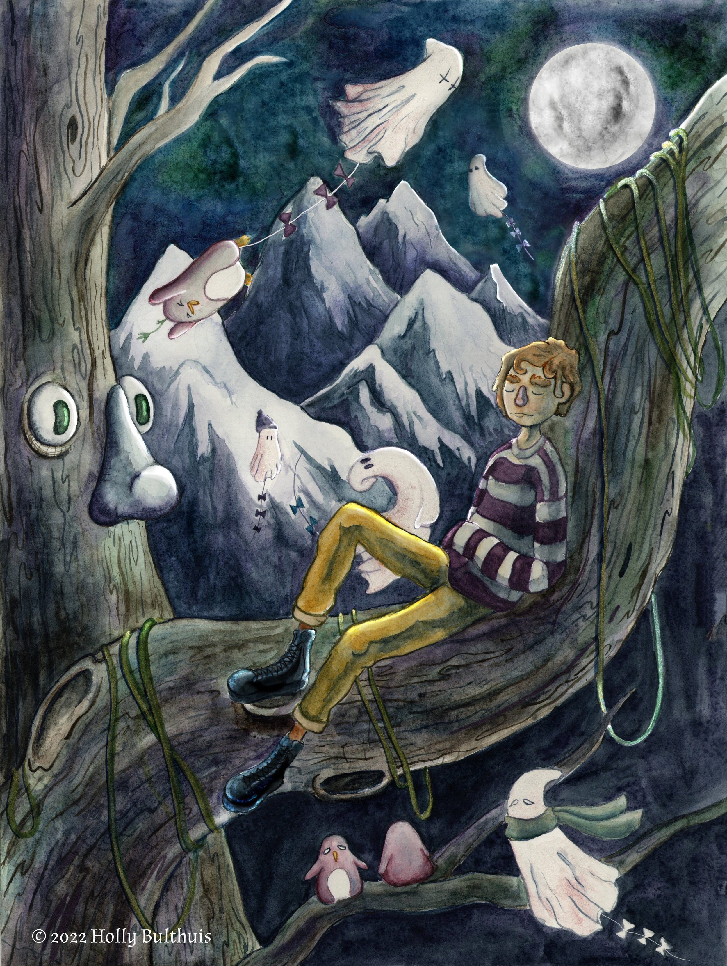 Tree Boy, 2022, Watercolor, 12"x 16"