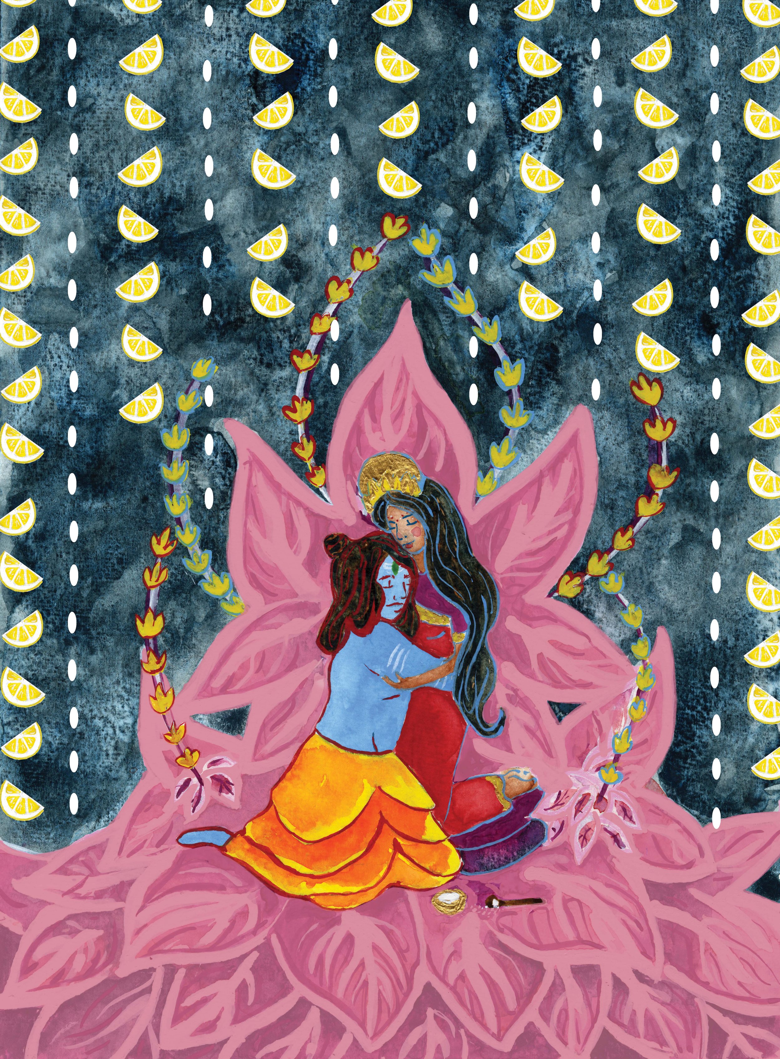Annapurna And Shiva, 8.5in x 11in, Watercolor, 2021