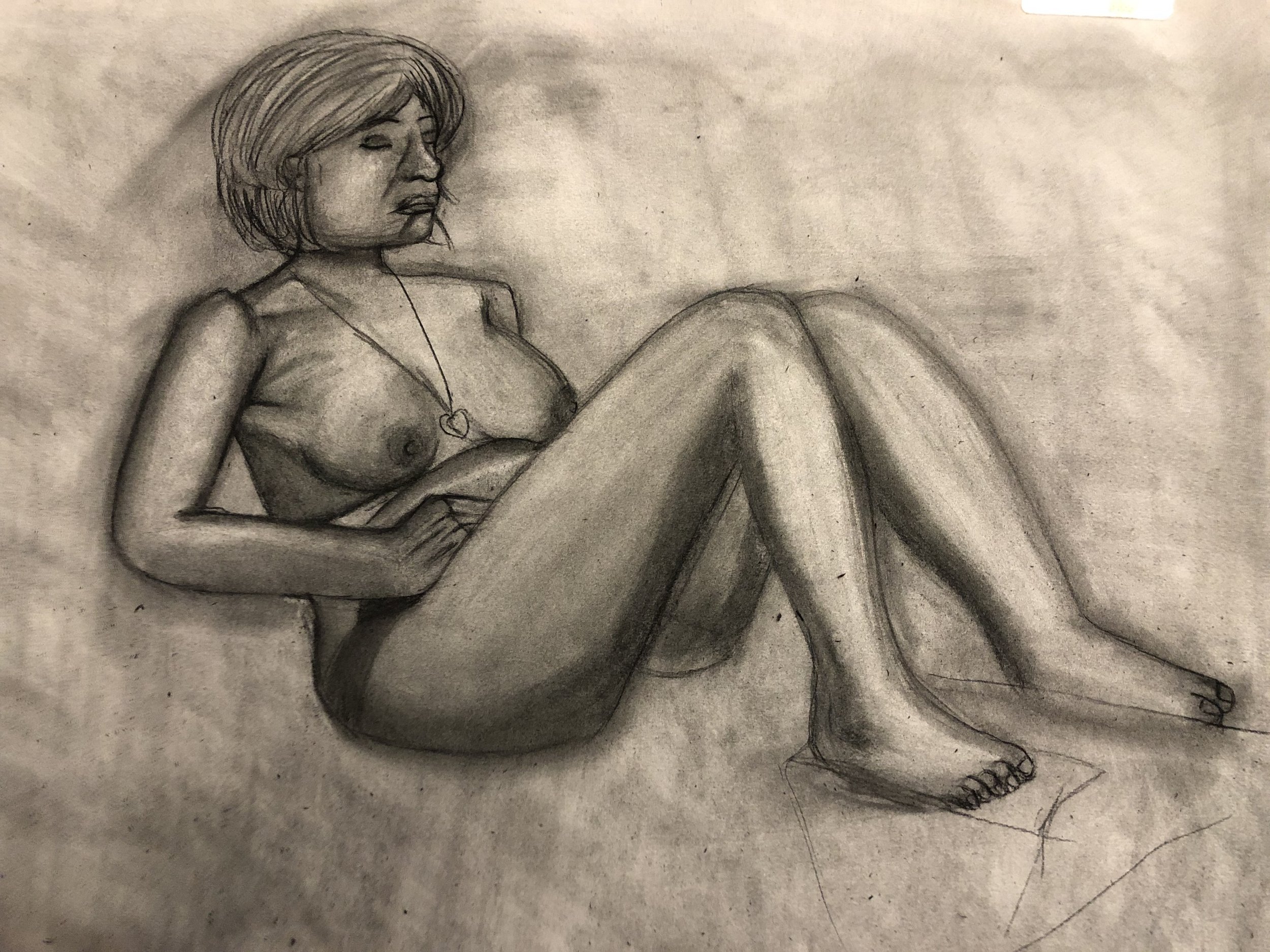 Pondering, Charcoal Drawing, 2023, 30"x24"