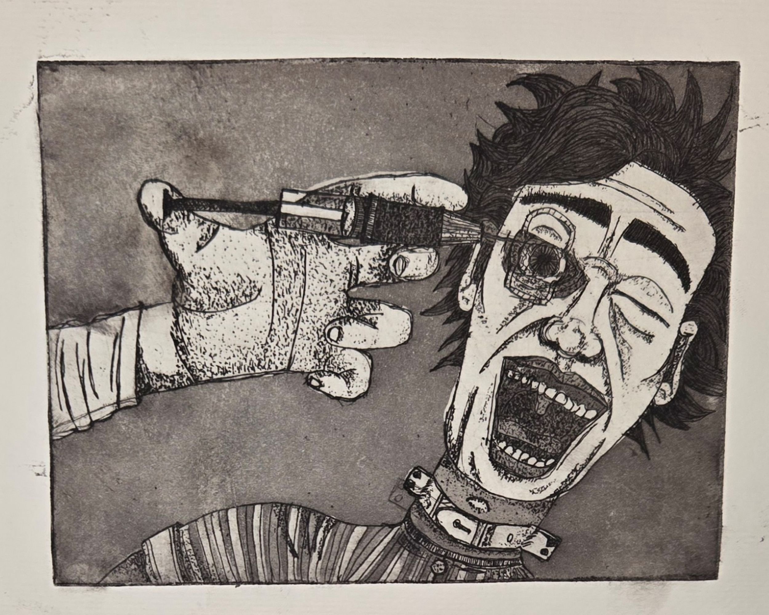 Injection, 2024, Copper Plate Print, 7"x6"
