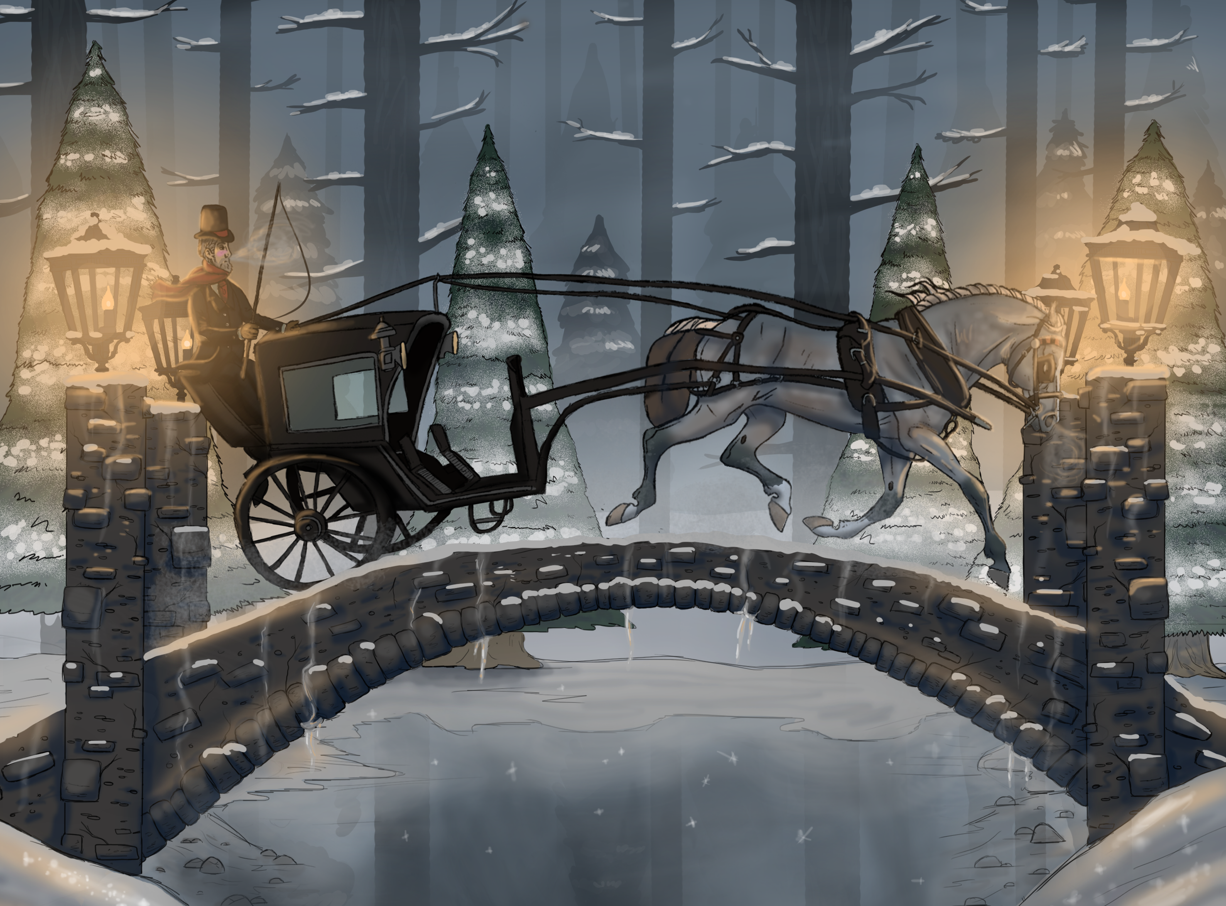 "A Winter's Night Buggy Ride" 2022
10" x 7" Adobe Photoshop