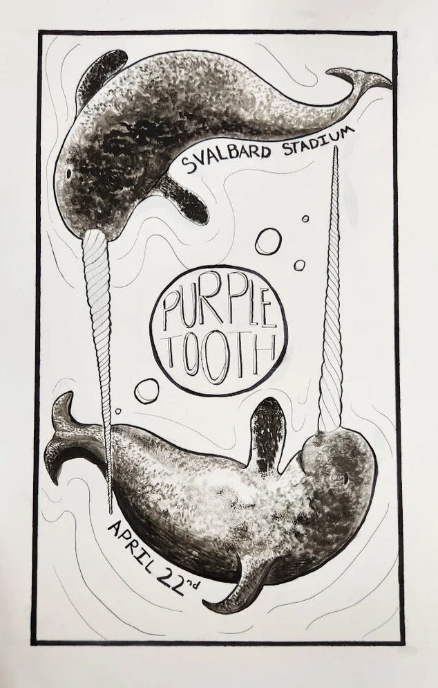 Purple Tooth (2026) India Ink on bristol, 14 x 17 in
