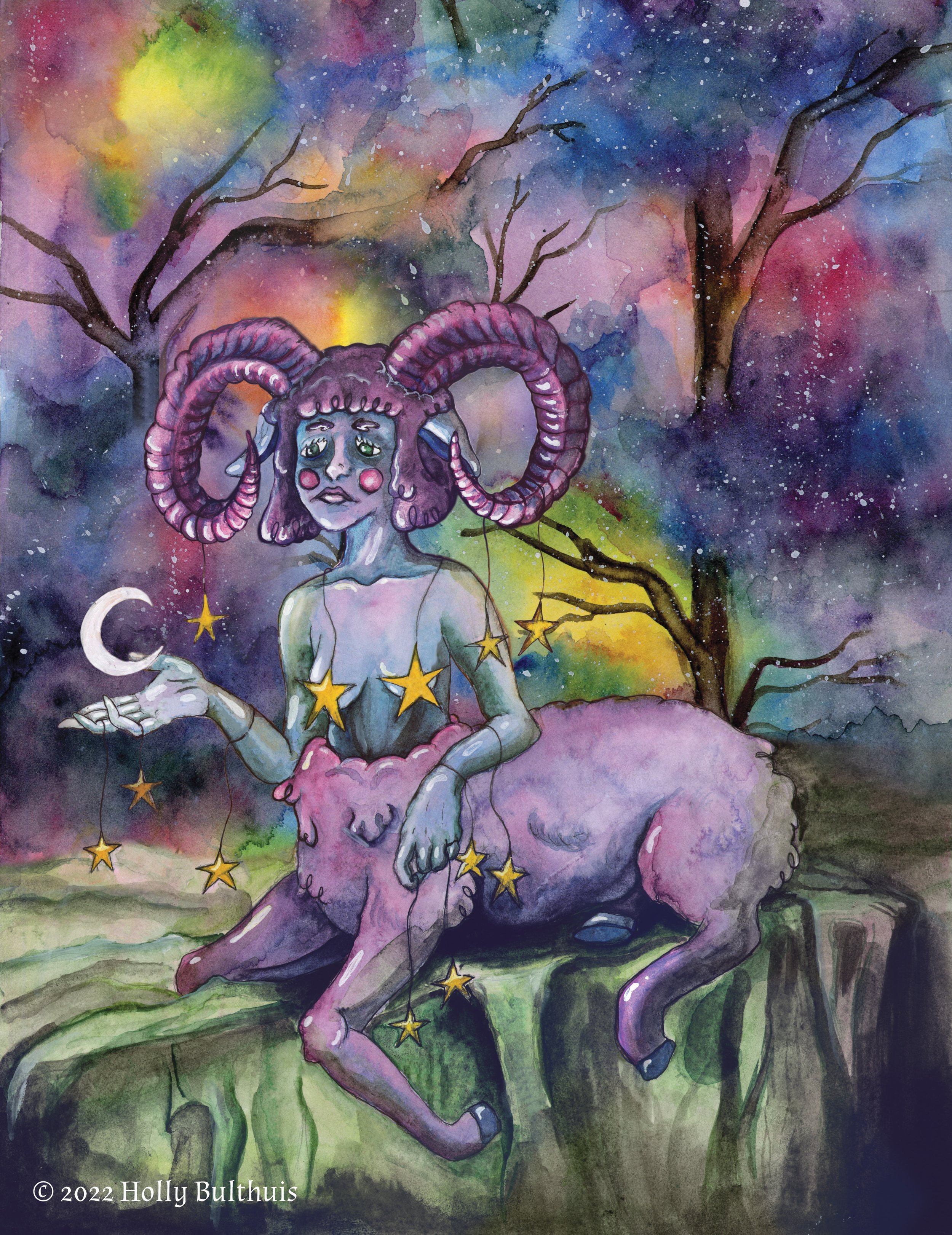 Sheep Girl, 2022, Watercolor, 11" x 14"