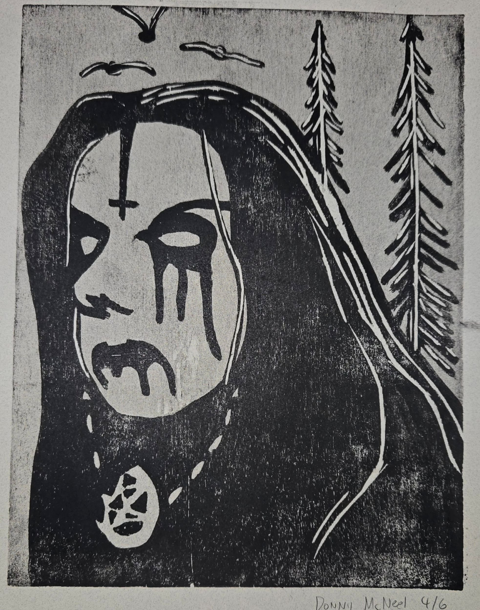 Untitled 2, 2024, Wood Cut Print, 11"x12"