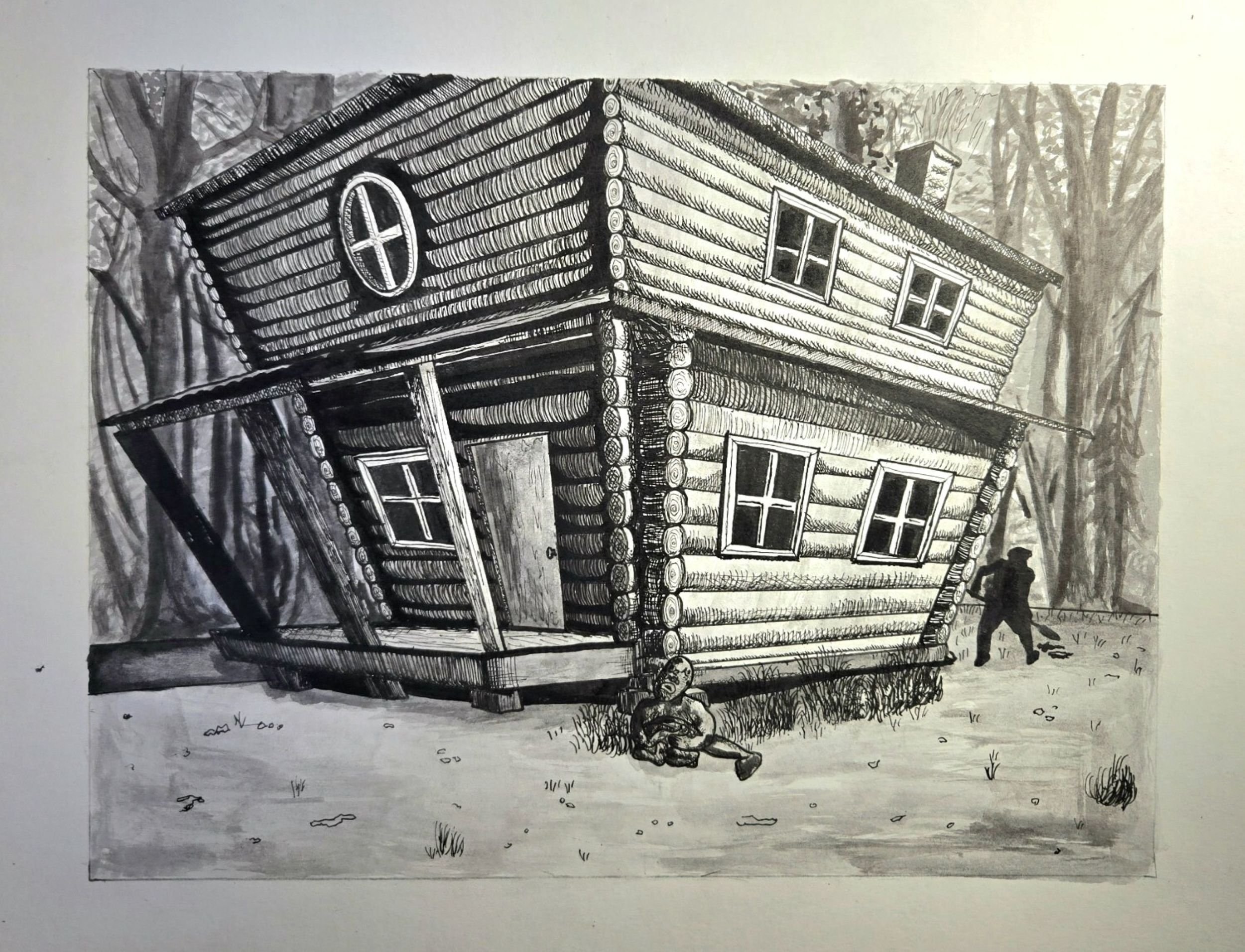 Cabin, 2025, Ink Illustration, 17" x 12"