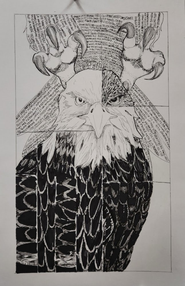 Two Sides, Same Coin (2026) India Ink on bristol, 14 x 17 in.