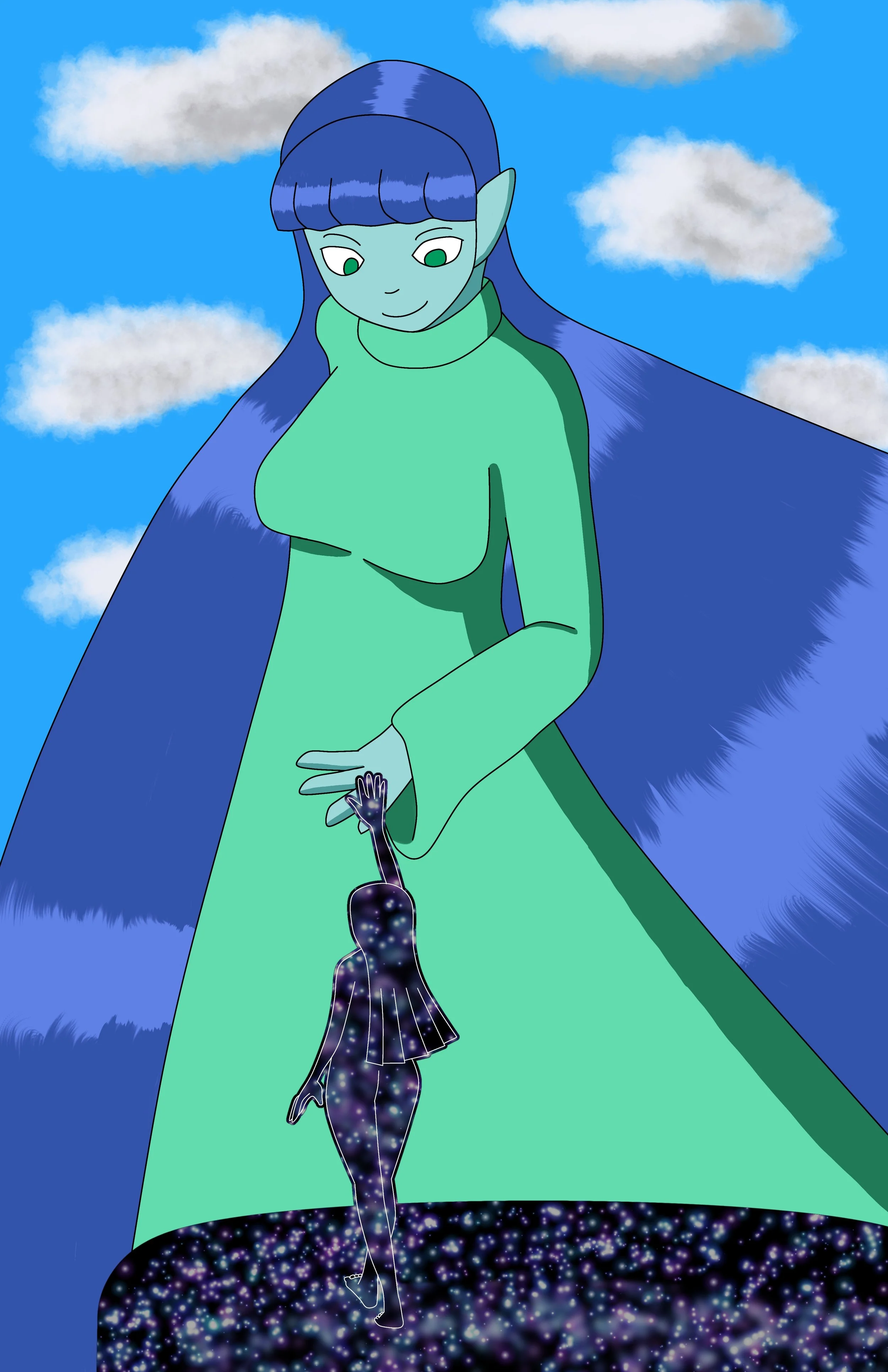 Meeting of the Stars, Digital Illustration, 2024,  11"x17"