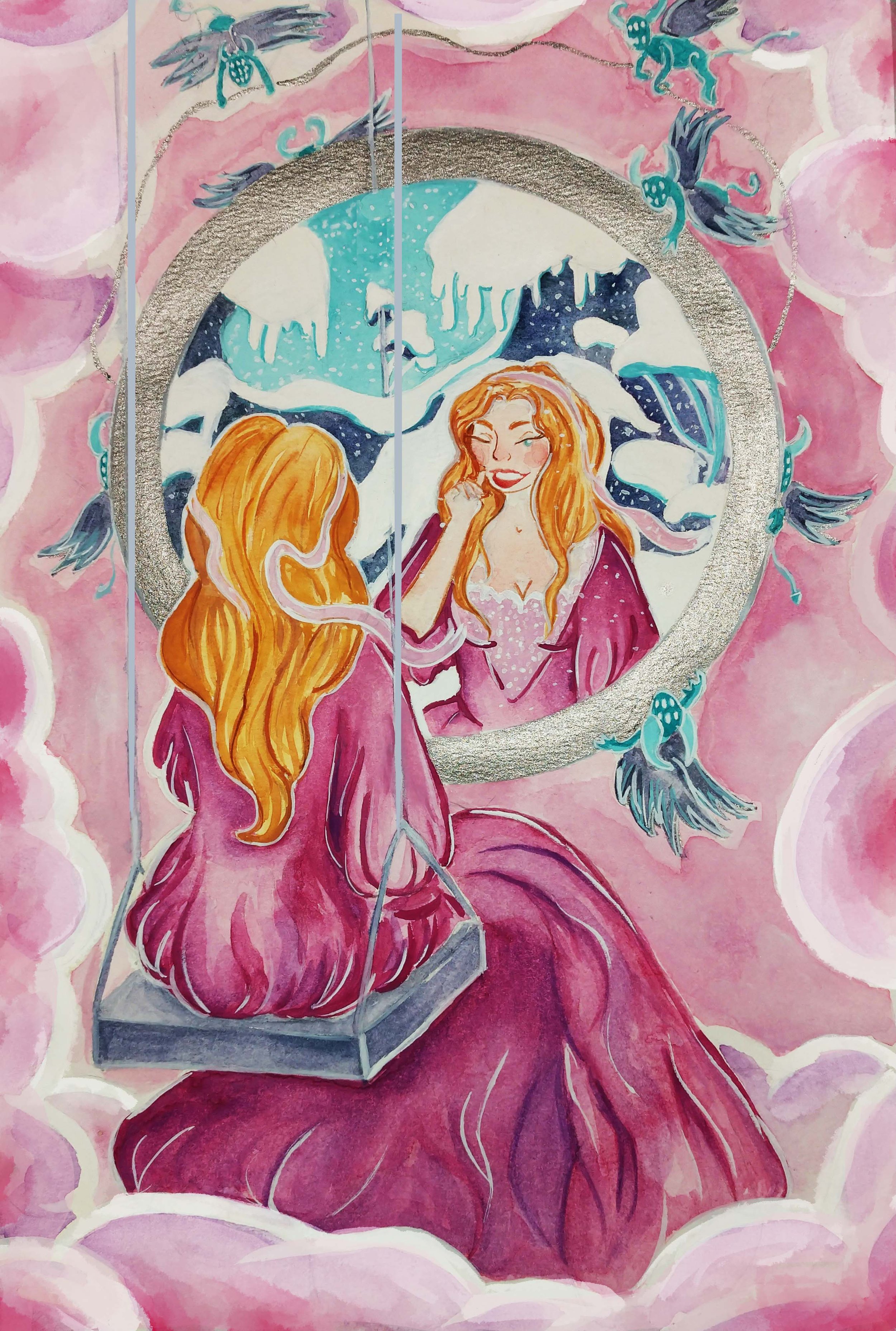 Through The Looking Glass, 10 inx15in , Watercolor, 2021