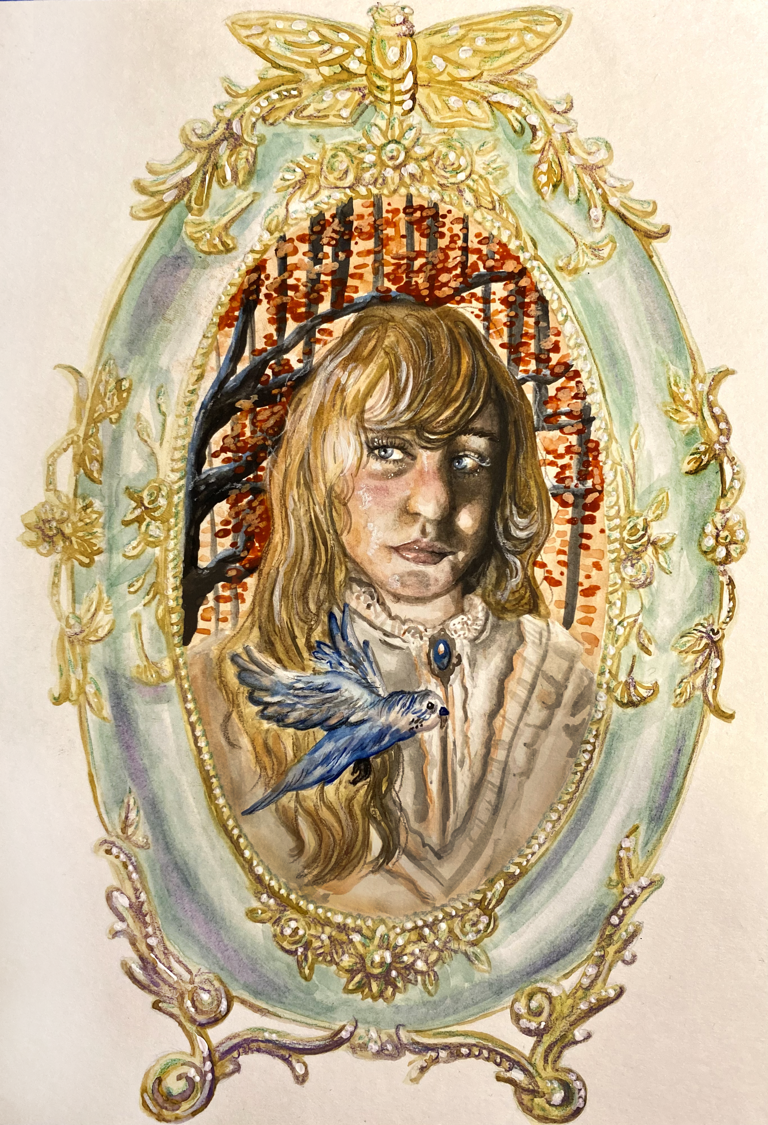 "Victorian Self Portrait" 2022 Watercolor
