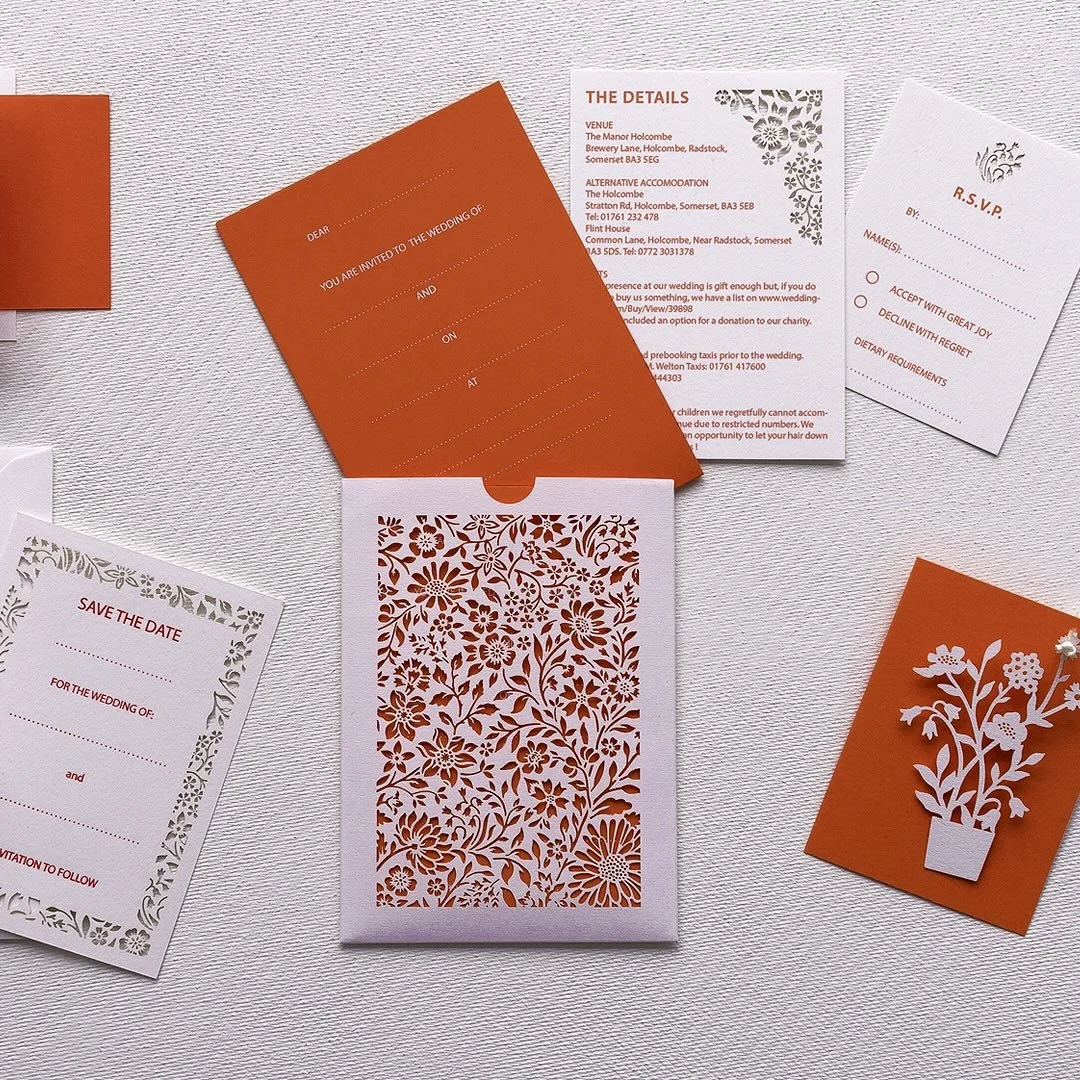 Spring or summer wedding&hellip;. 
Ready to write or customised. 

#artisanmade 
#hotfoilprinting 
#wedding2025 
#unusualweddinginvitations 
#weddingplannersbristol 
#weddingplannersbath
#westcountrywedding 
#weddingcelebrant