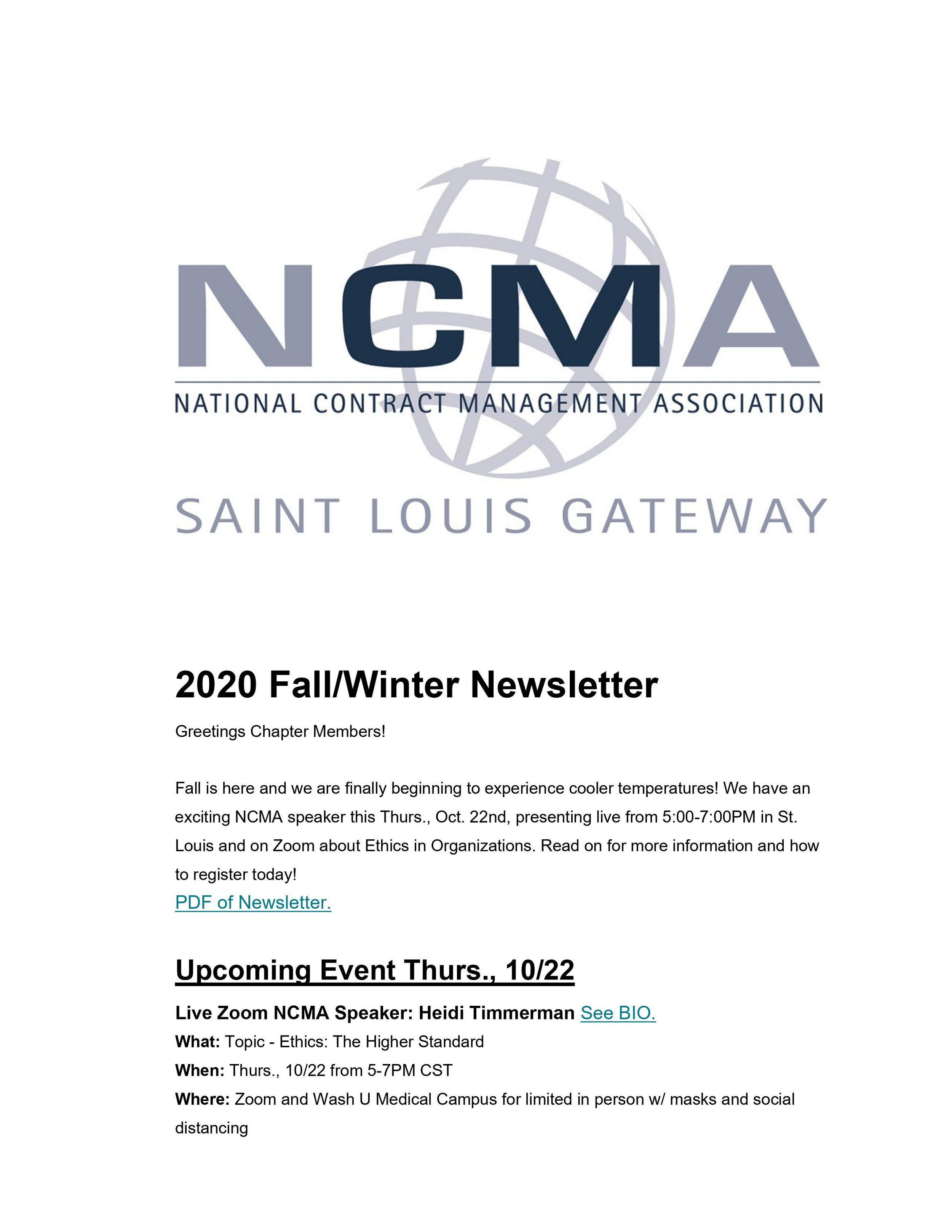 2020 Fall/Winter Newsletter
