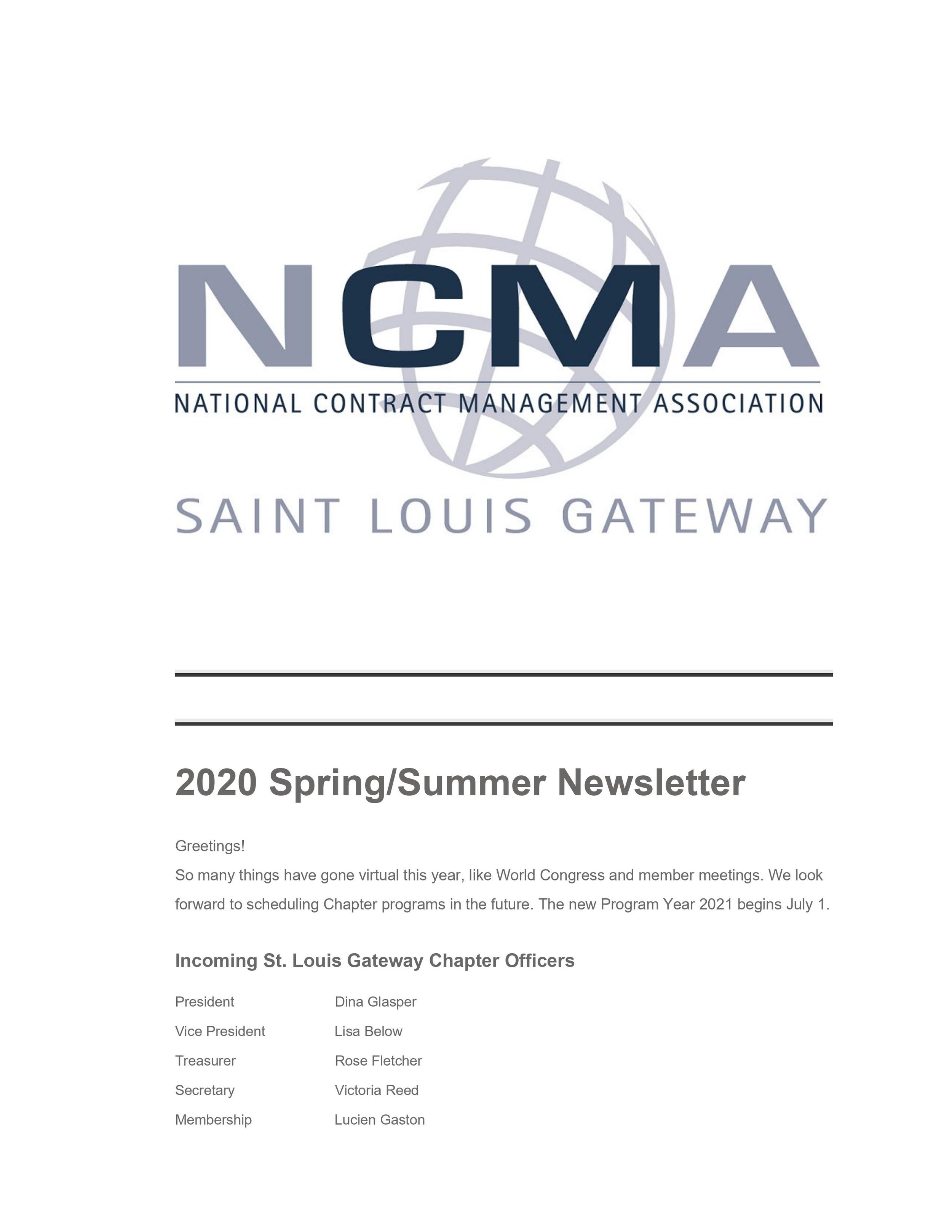 2020 Spring/Summer Newsletter