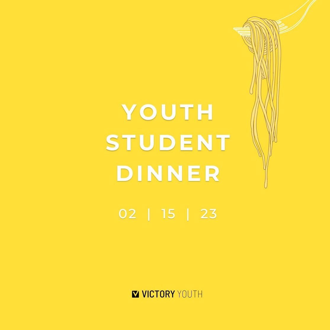 You&rsquo;re invited! Grab a plate of pasta with us tomorrow night at 7 PM. There is a seat at the table waiting for you. 🍝🍝🍝

It doesn&rsquo;t matter it you have attended Victory youth before, we would love for you to be our guest. Any and all st