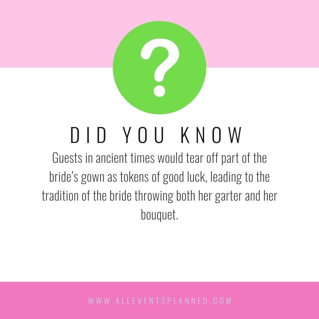 Not the biggest fans of the garter toss tradition, but it is really interesting that this is why it started!

.
.
.

#didyouknow #funfact #weddings