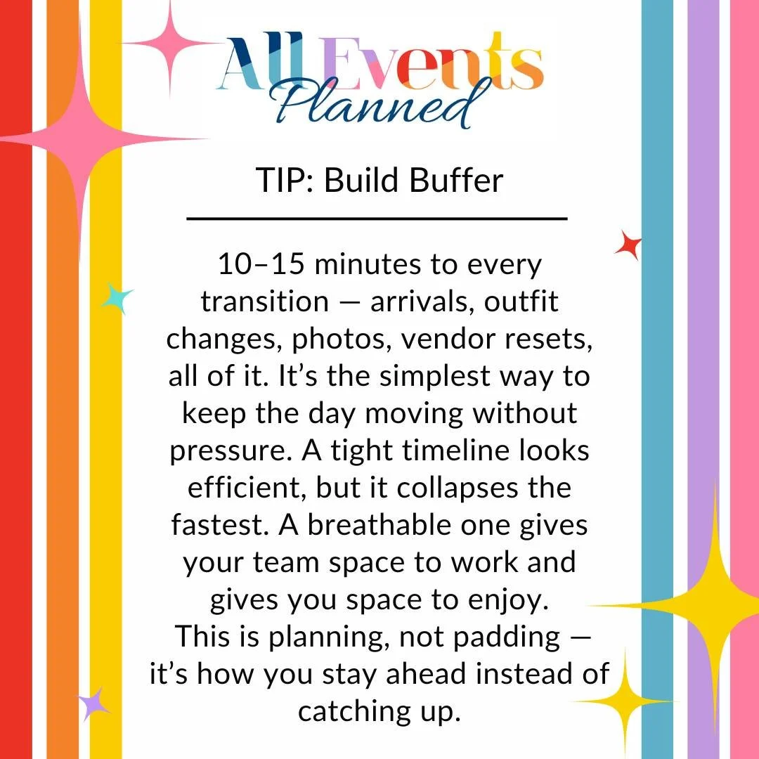 Your future self will thank you for the breathing room... #aeptipsandtricks #weddingplanning