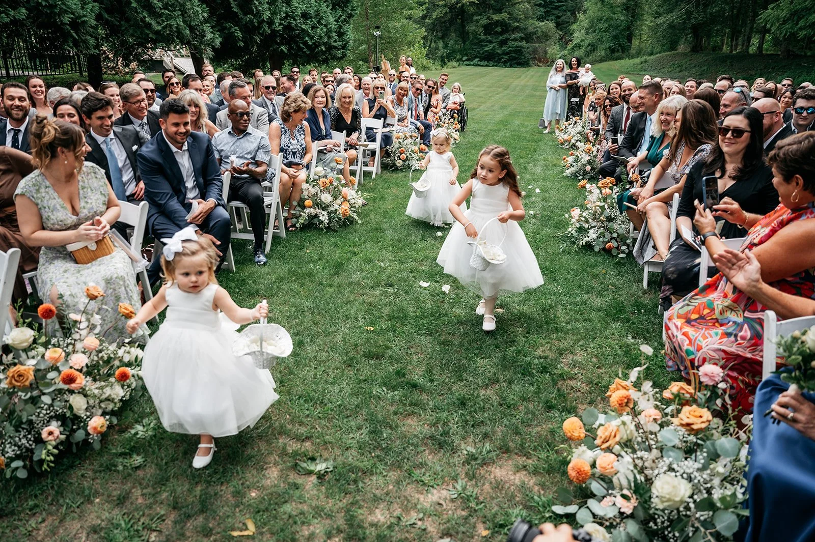 Go big on florals!!! The secret is, it only works if you repurpose ceremony florals for the reception🤫 Aisle pieces, arches, or a large installation can be moved and reused as centerpieces, wedding table d&eacute;cor, entrance, etc. See where we're 