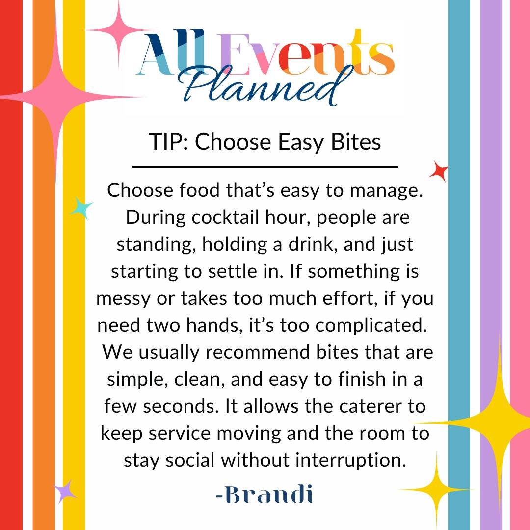If you can hold it in one hand and eat between moments, thats AEP approved. #weddingplanningtips #clevelandweddings