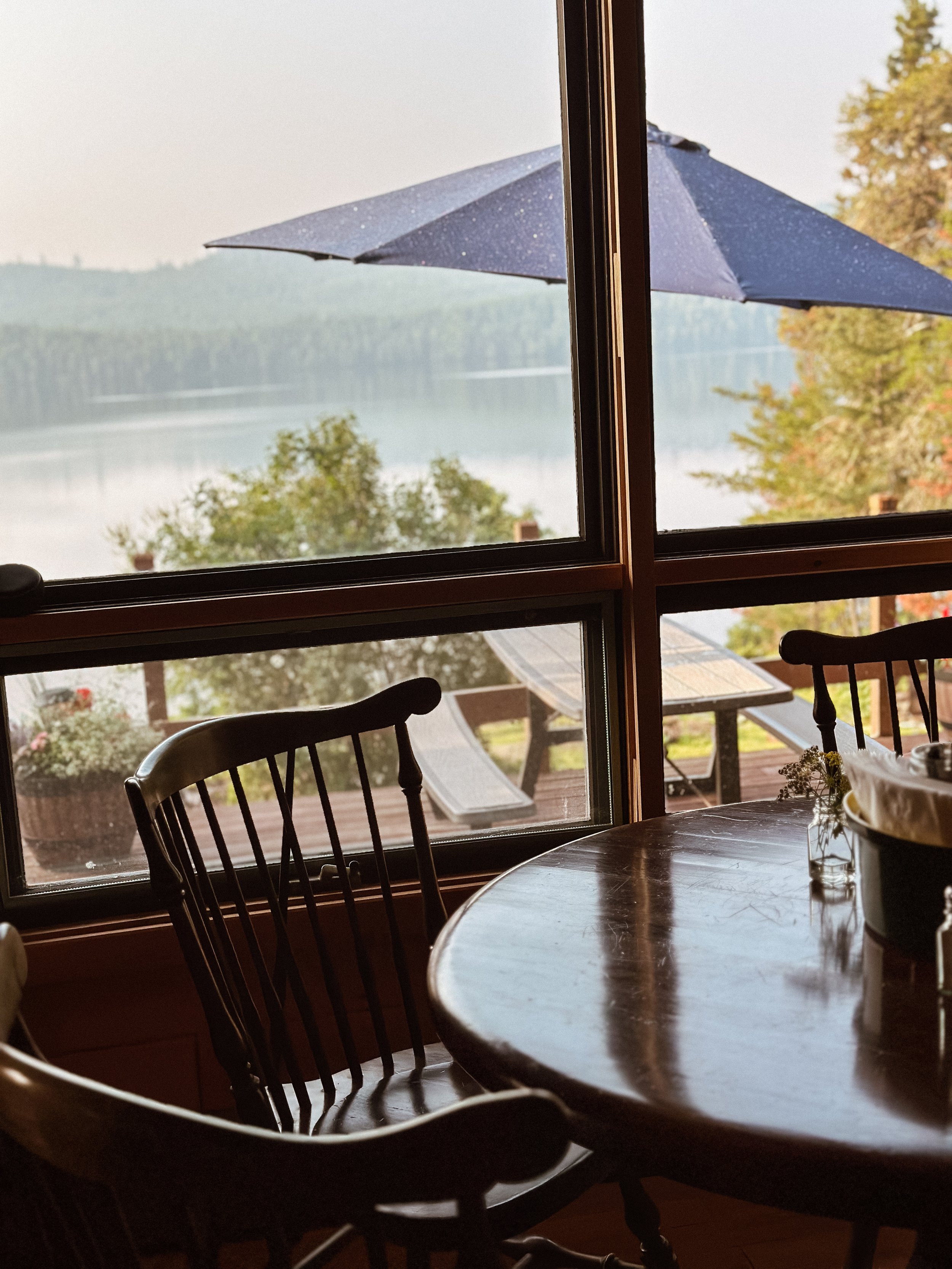Looking out at Gunflint Lake from the Borderland Lodge Restaurant