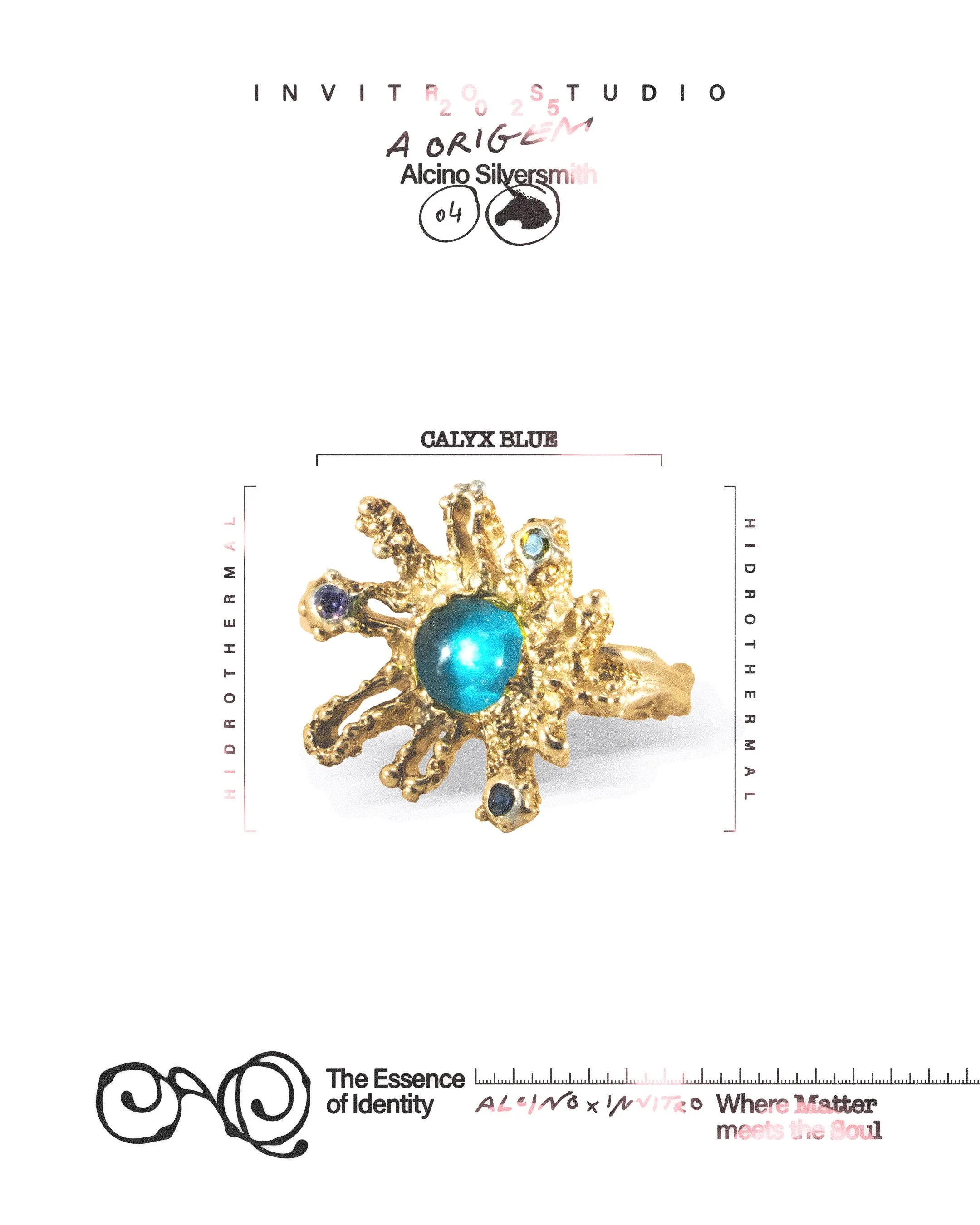 Calyx blue Ring gold plated