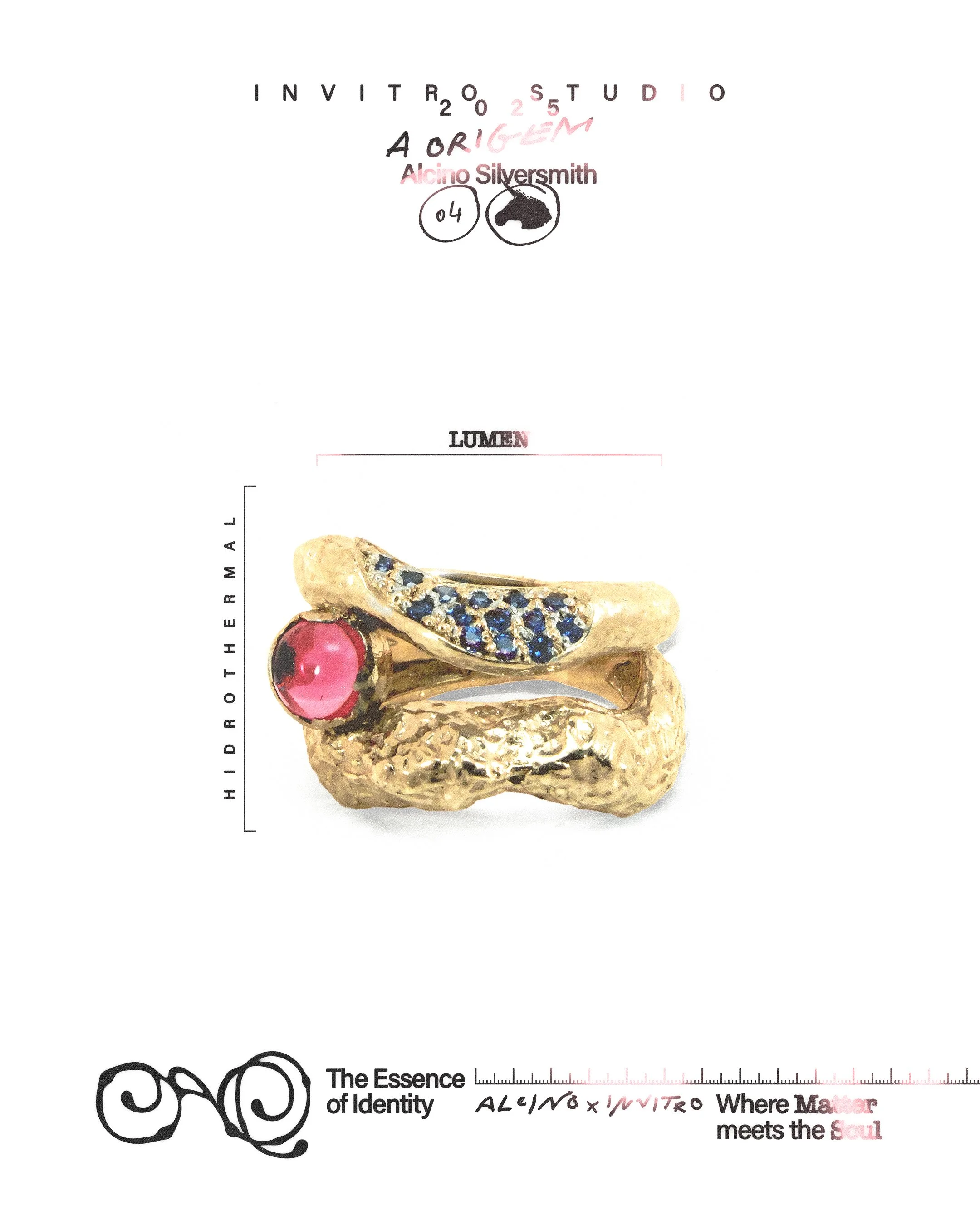 Lumen Pink Ring gold plated