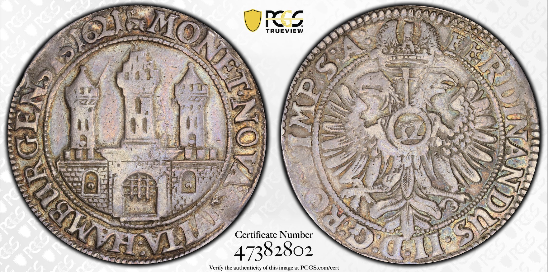 1621 German States (Hamburg) Free City Taler PCGS XF-45