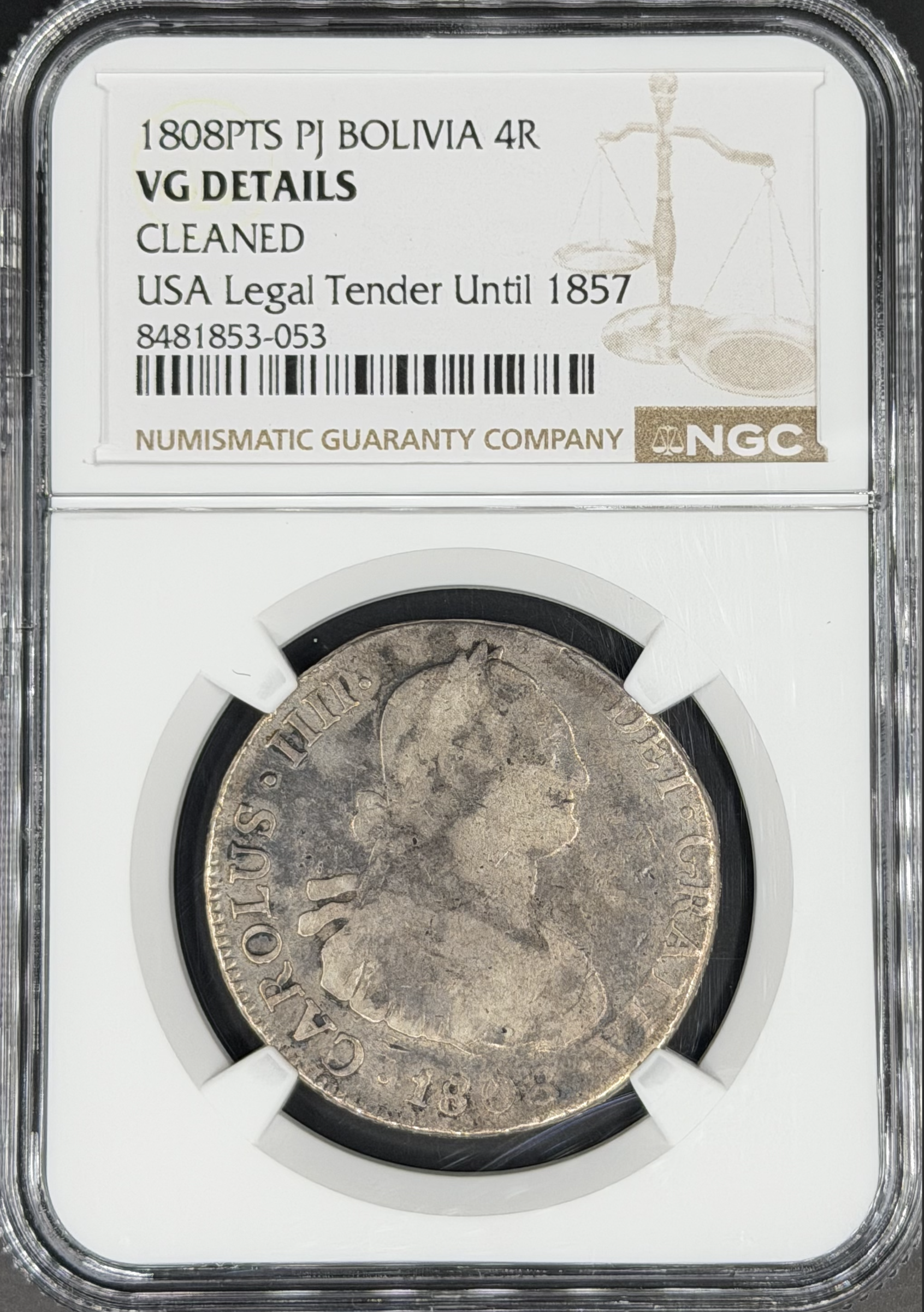 1808 PTS-PJ 4 Reales Spanish Colonial Bolivia, Potosi NGC VG *U.S. Legal Tender*