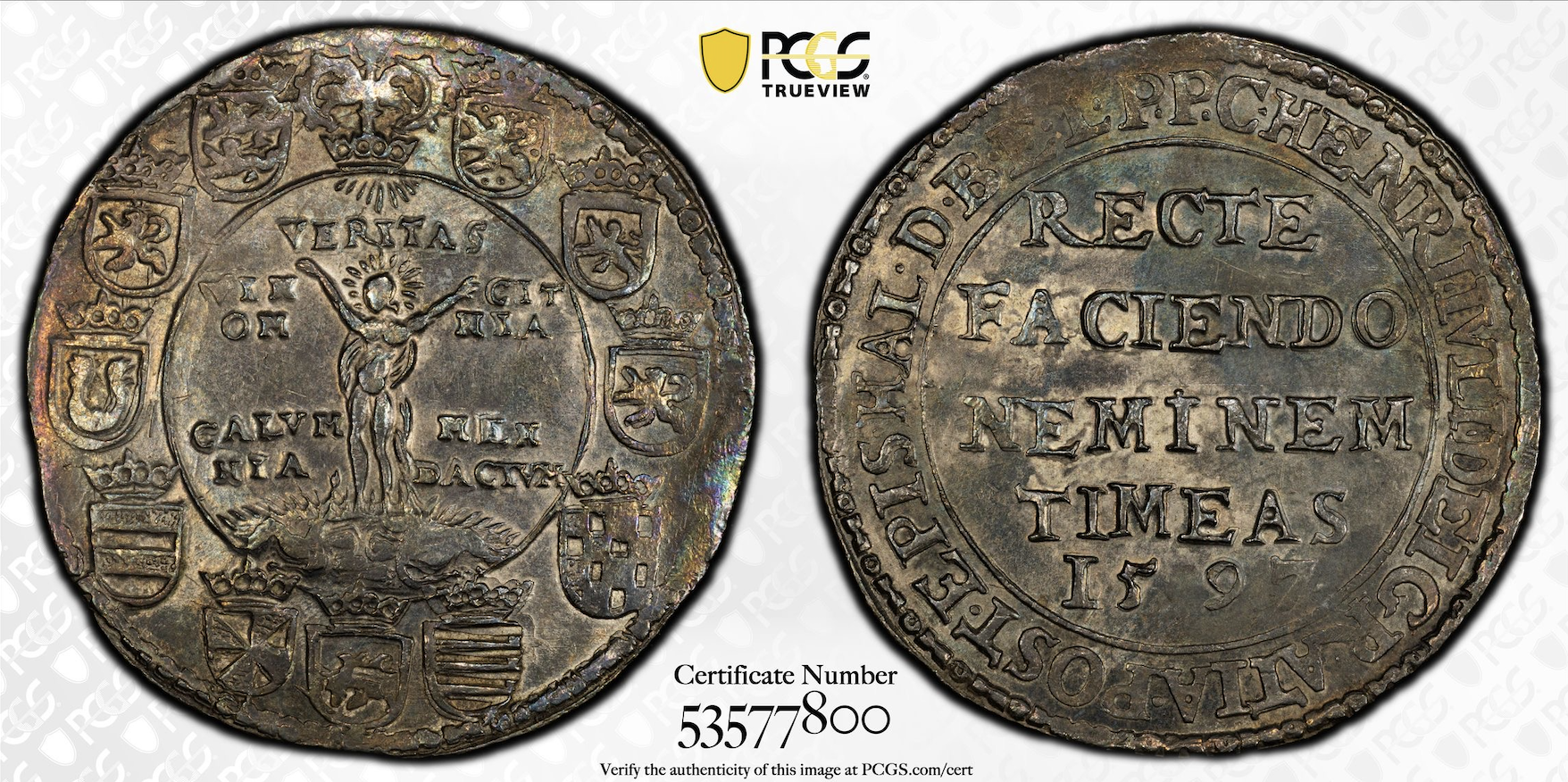 1597 German States (Brunswick-Wolfenbuttel) Heinrich Julius "Truth" Taler PCGS AU-55