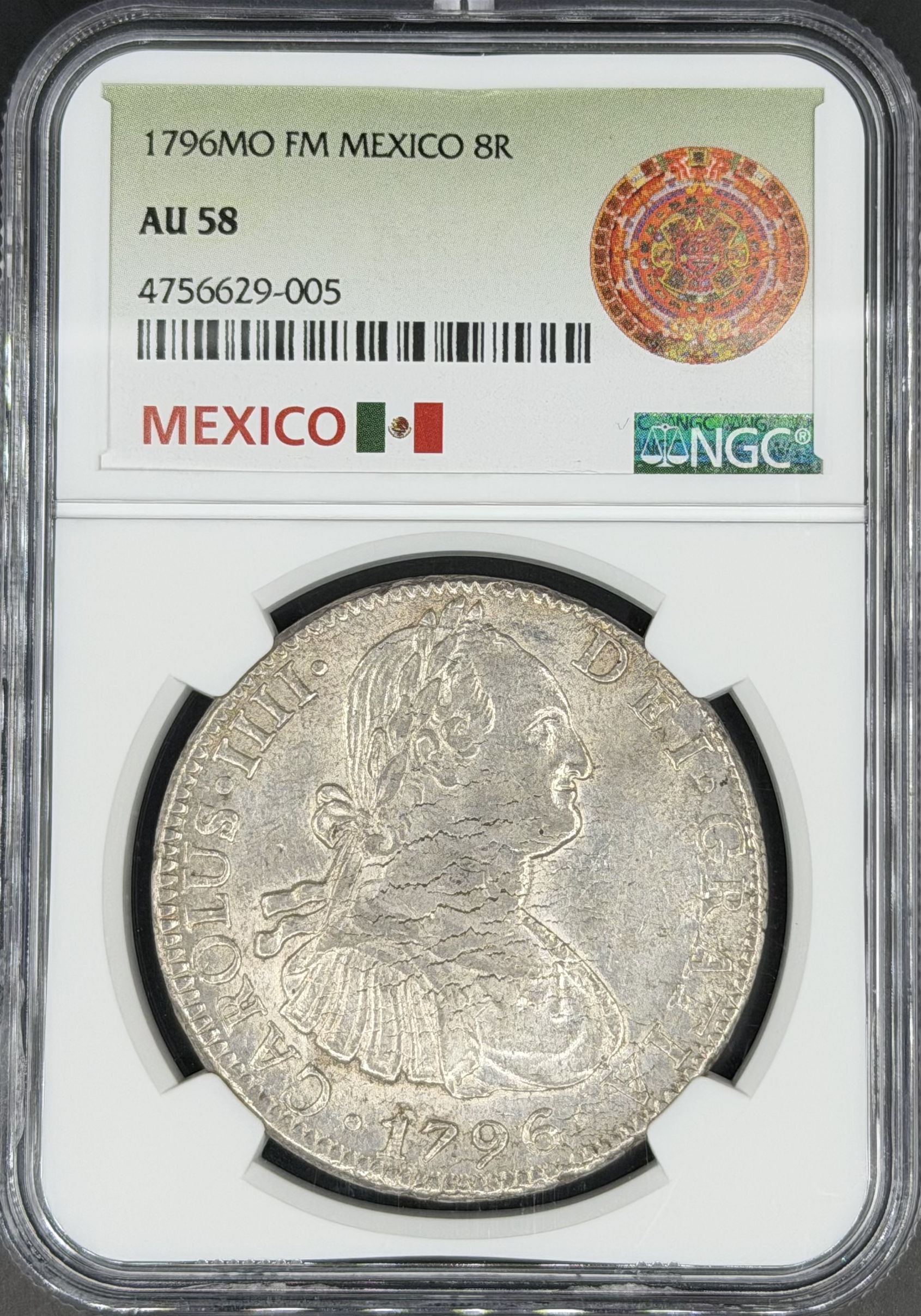 1796 Mo-FM 8 Reales Spanish Colonial Mexico NGC AU-58 *U.S. Legal Tender*