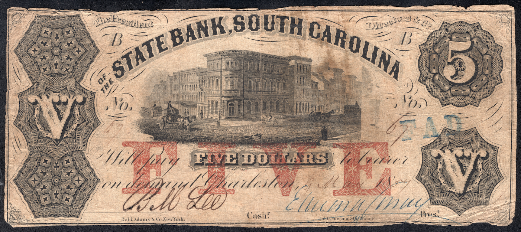 1 Доллар США 1855. Obsolete Bank Note, 1861, commercial Bank of Alabama, Selma, Alabama. National Bank of South Carolina of Summer. 1 45 долларов