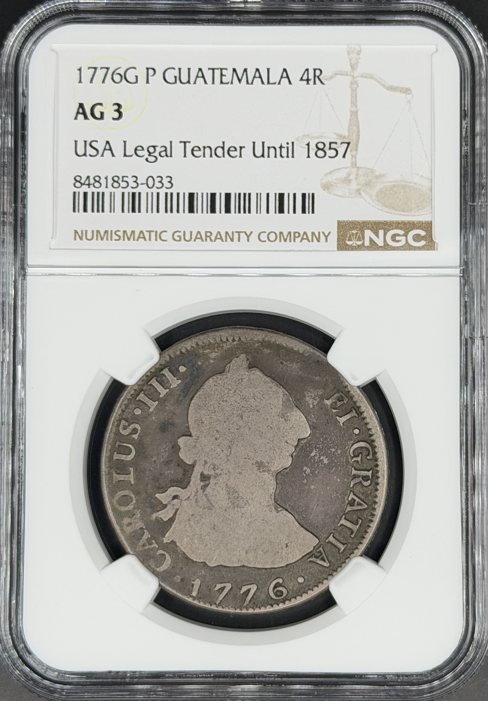 1776 G-P 4 Reales Spanish Colonial Guatemala NGC AG-3 *Scarce*