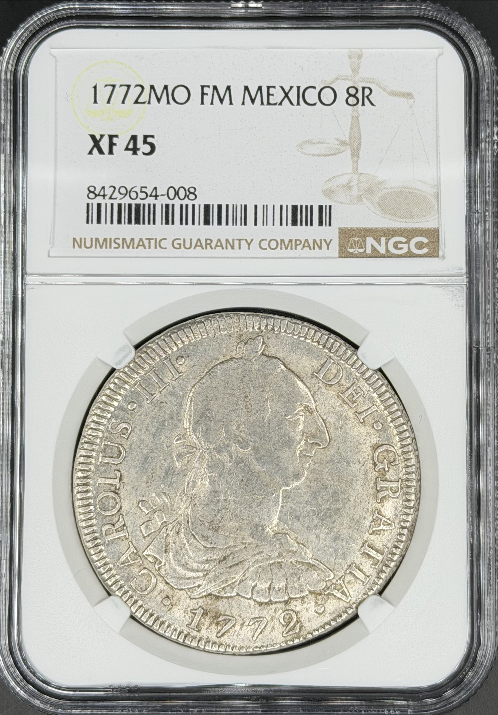 1772 Mo-FM 8 Reales Spanish Colonial Mexico NGC XF-45 *Exceptional*