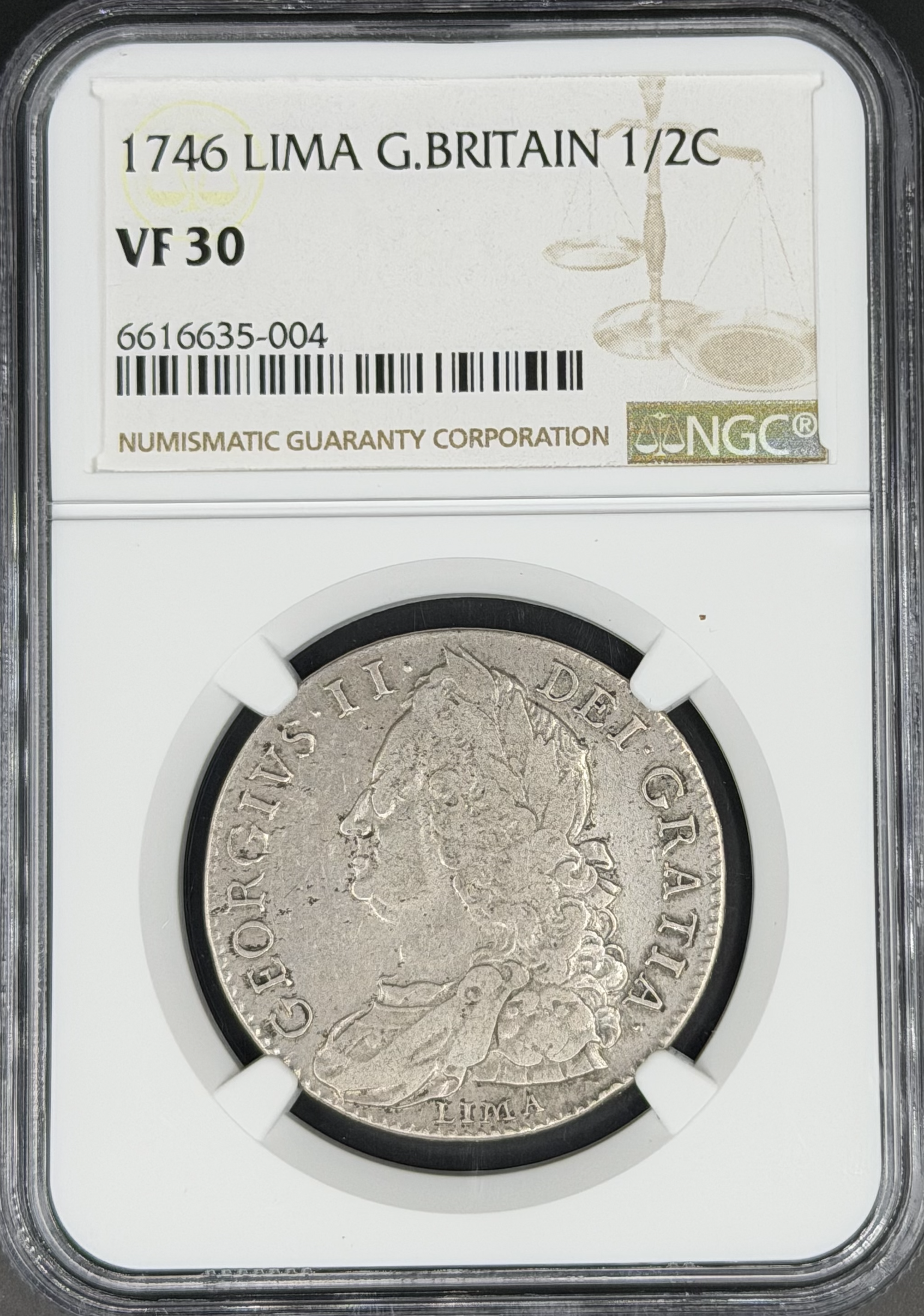 1746 Lima Great Britain 1/2 Crown NGC VF-30 *Choice*