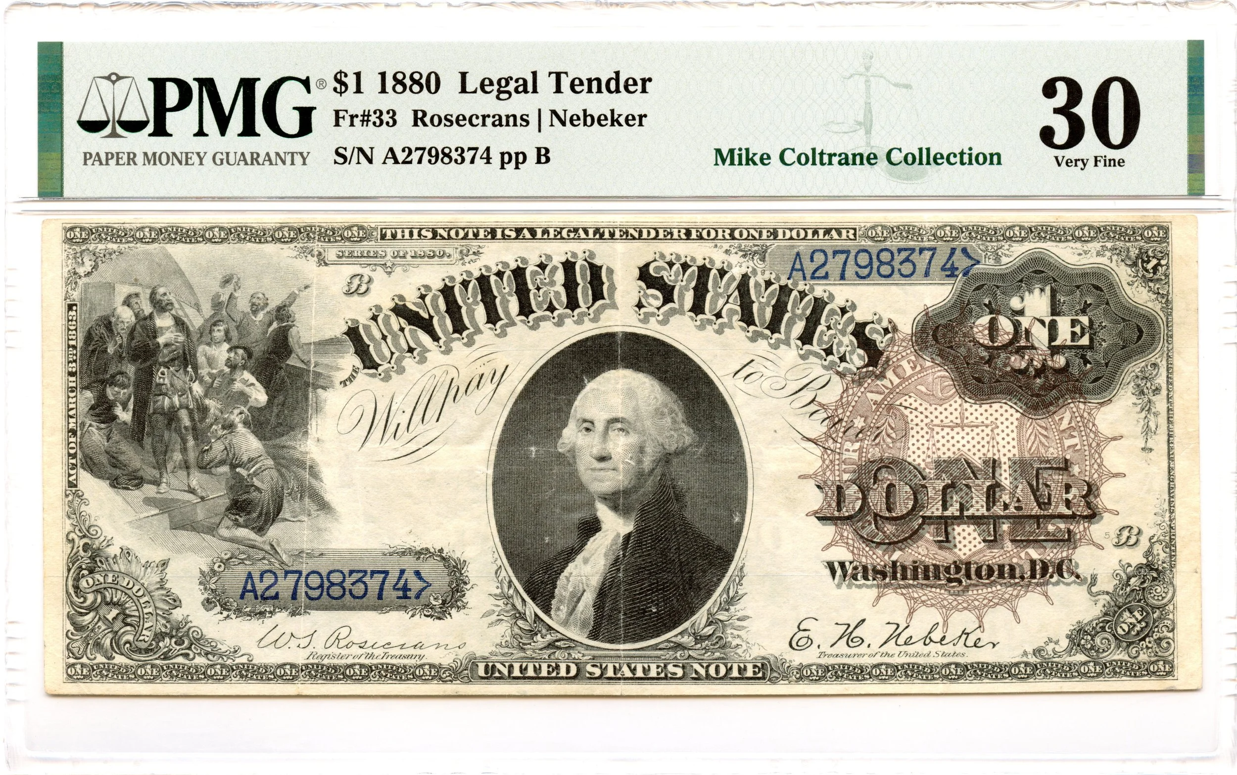 1880 $1 Legal Tender Note Fr#33 PMG VF-30 *47 Known*