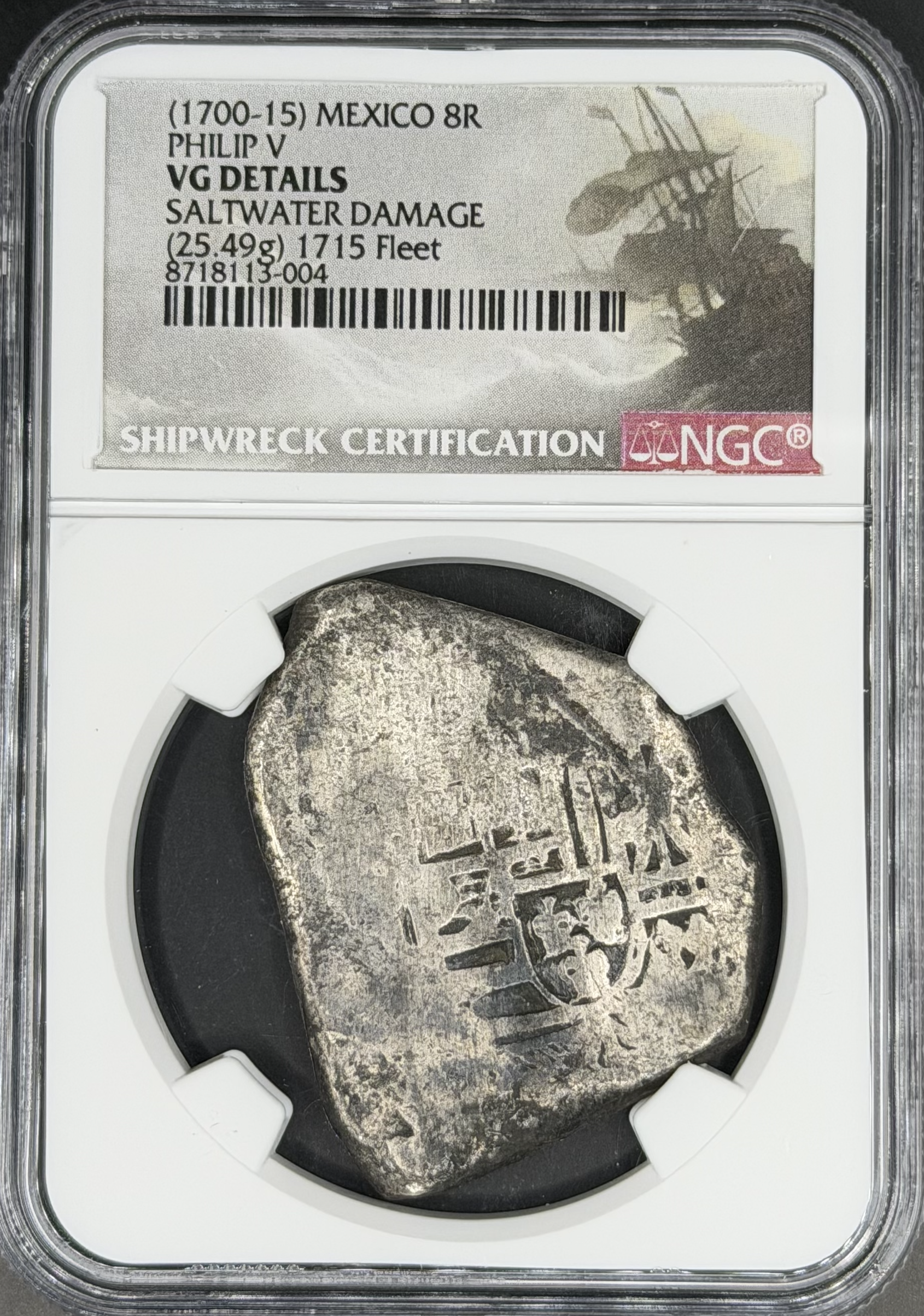 1700-15 8 Reales Cob Spanish Colonial Mexico NGC VG *1715 Fleet Shipwreck*