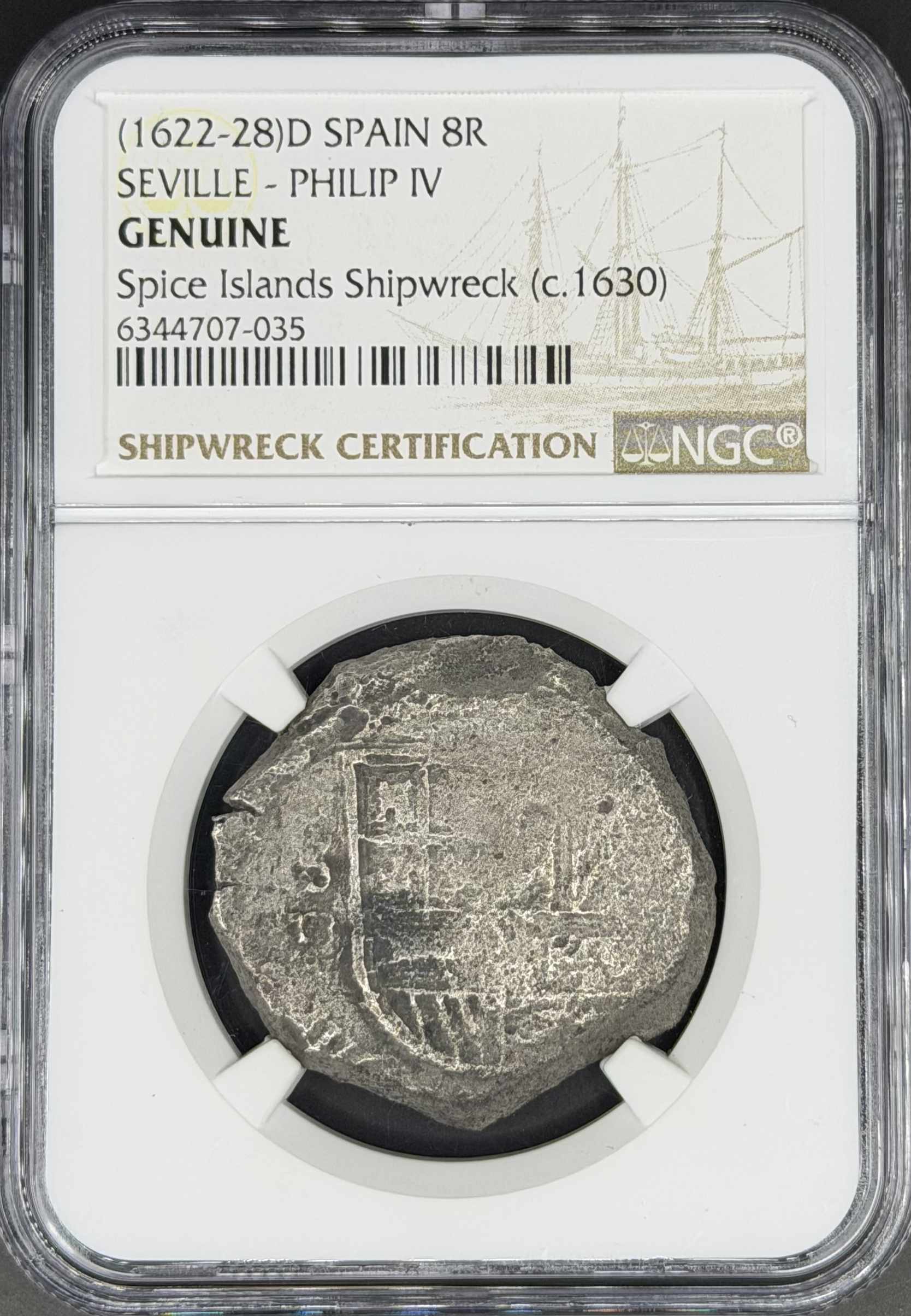 1622-28 8 Reales Cob Spain, Seville NGC *Spice Islands Shipwreck*
