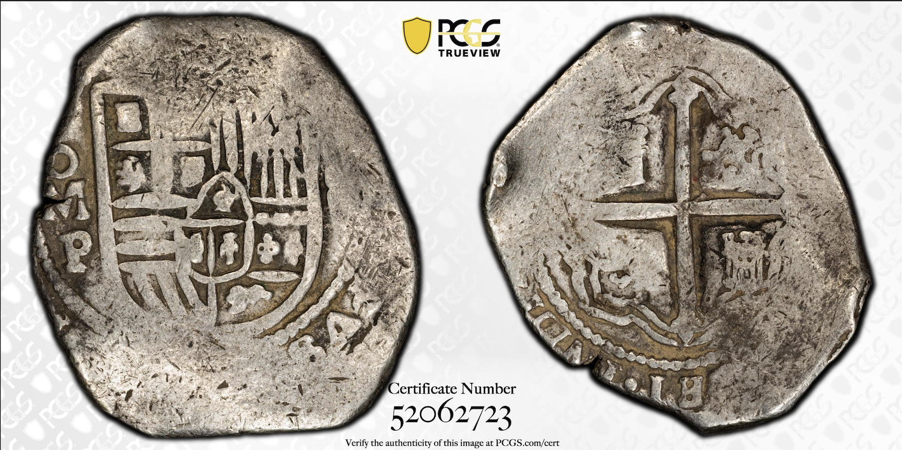 1634-65 Mo-P 8 Reales Cob Spanish Colonial Mexico PCGS F-15 *U.S. Legal Tender*