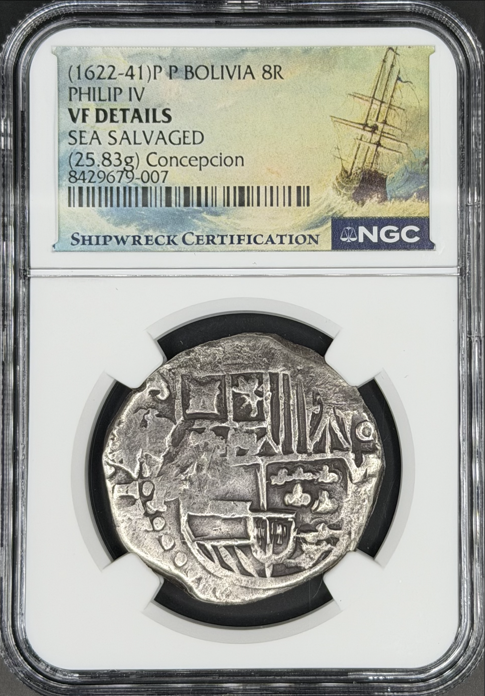 1622-41 P-P 8 Reales Cob Spanish Colonial Bolivia NGC VF *Concepcion Shipwreck*