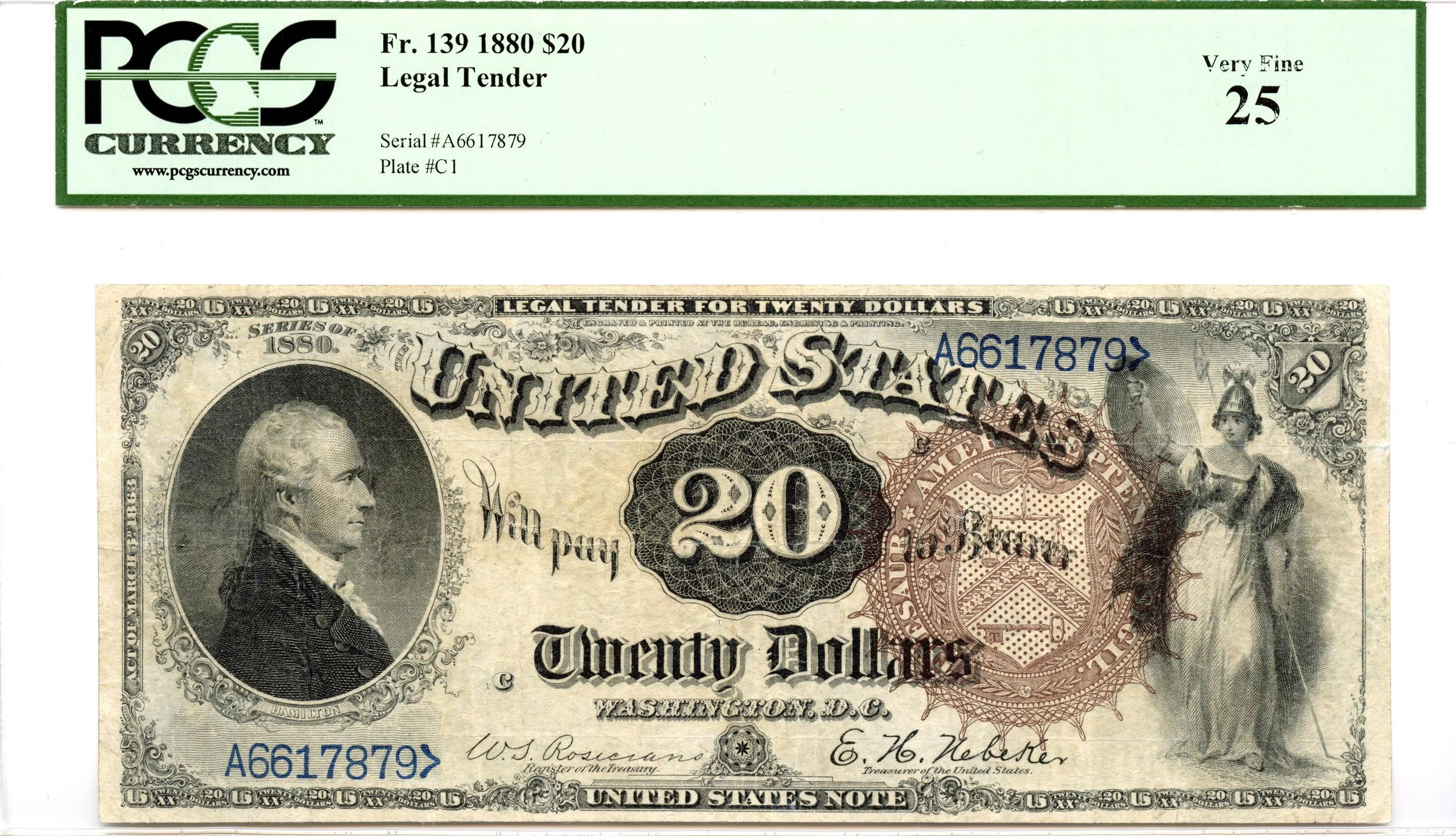 1880 $20 Legal Tender Note Fr#139 PCGS VF-25 *21 Known*