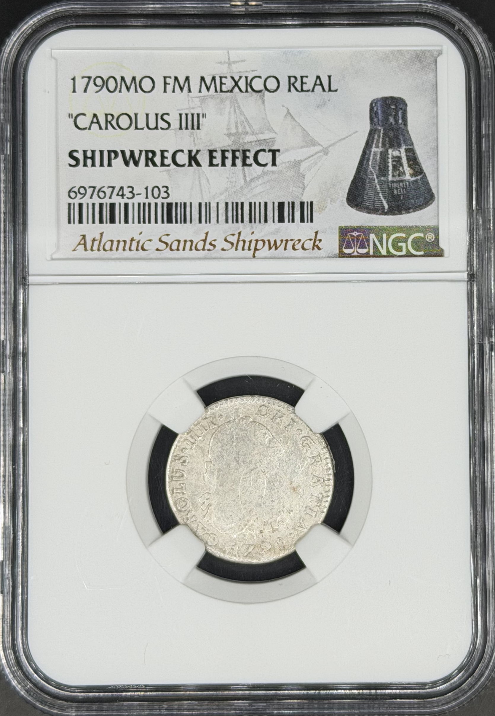 1790 Mo-FM 1 Real Spanish Colonial Mexico NGC *Atlantic Sands Shipwreck*