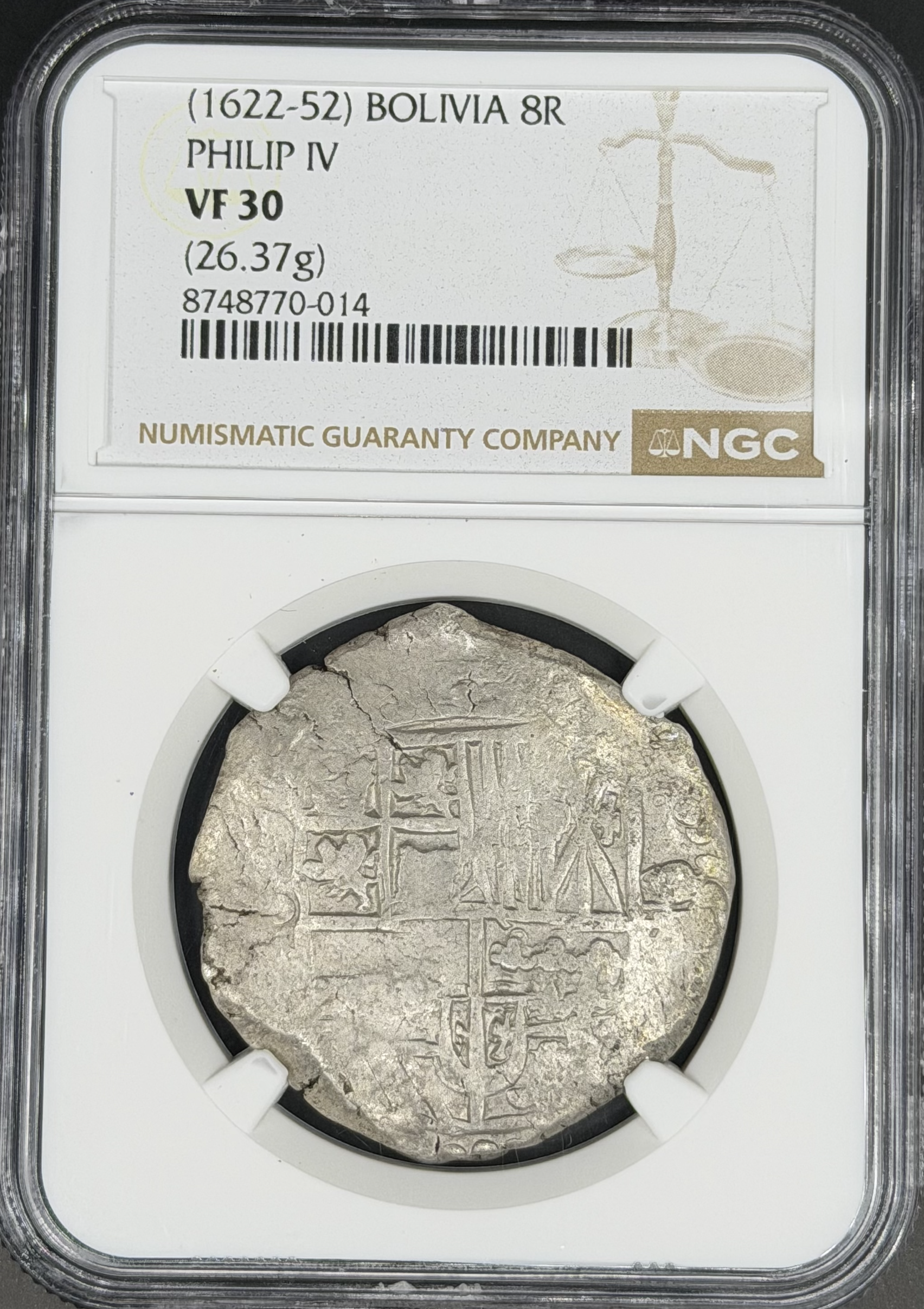 1622-52 8 Reales Cob Spanish Colonial Bolivia NGC VF-30