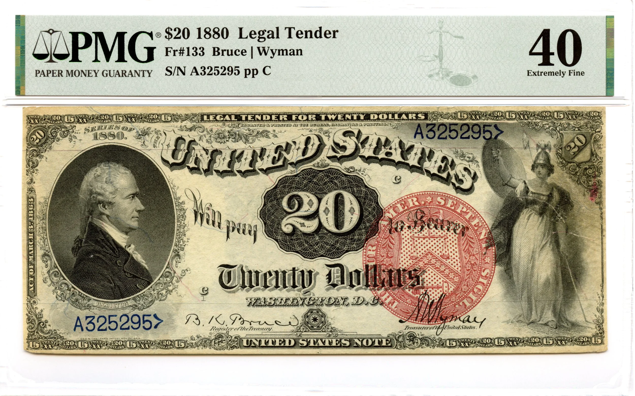 1880 $20 Legal Tender Note Fr#133 PMG F-12 *29 Known*