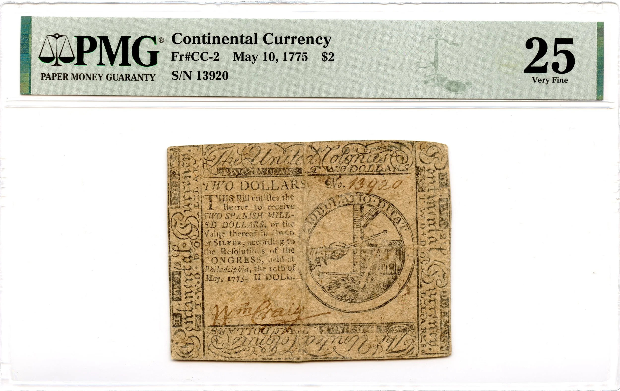 Continental Currency Fr#CC-2 May 10, 1775 $2 PMG VF-25 *First Issue*