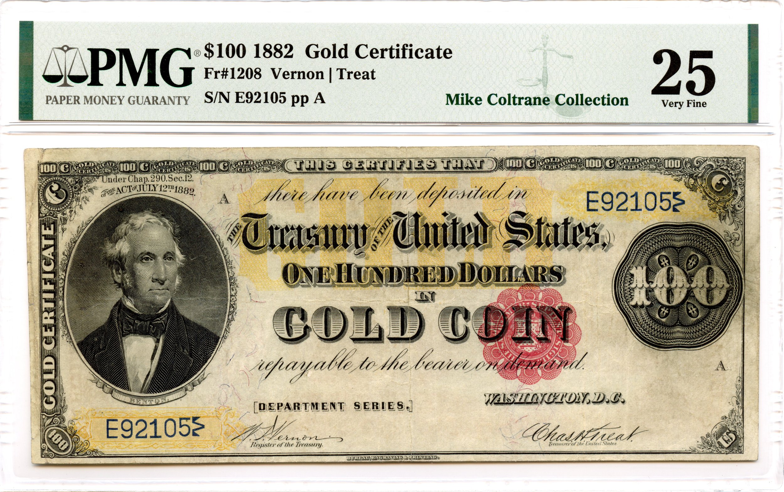 1882 $100 Gold Certificate Fr#1208 PMG VF-25 *35 Known*