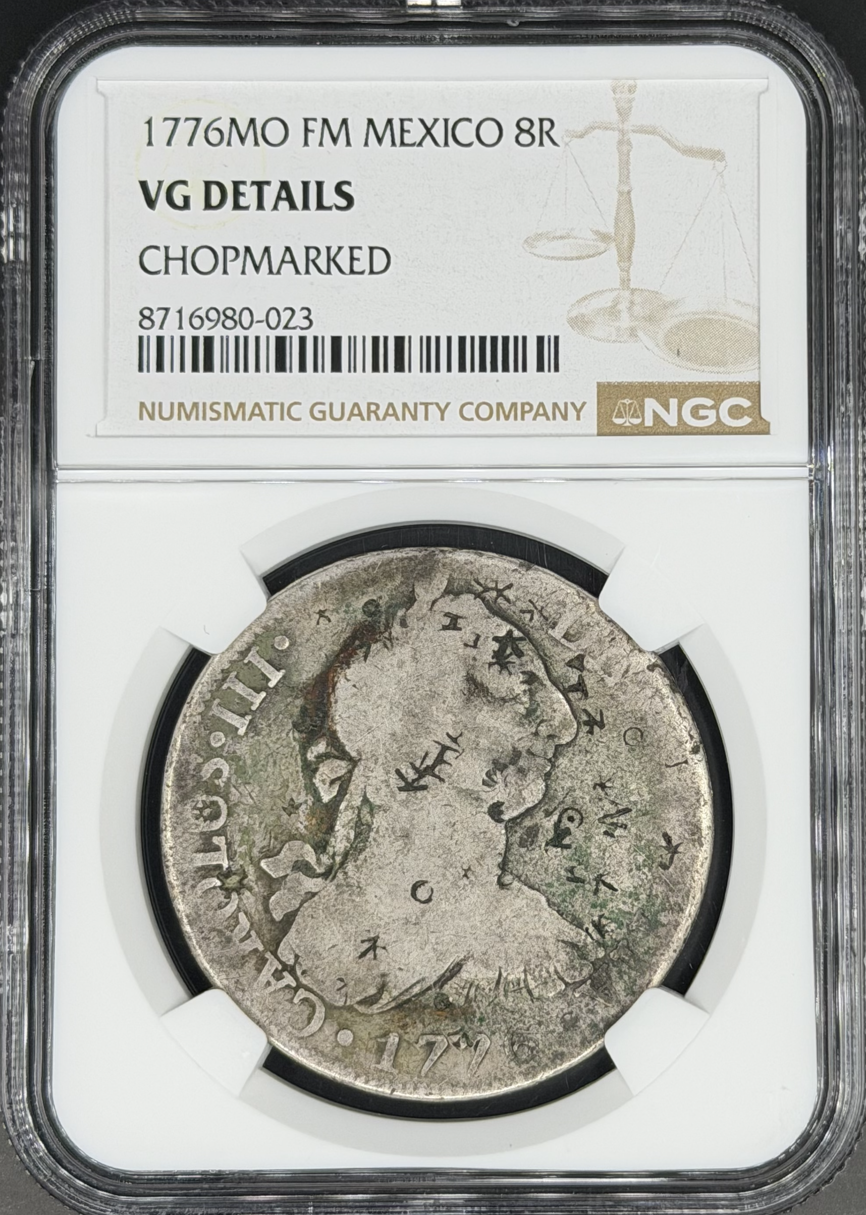 1776 Mo-FM 8 Reales Spanish Colonial Mexico NGC VG Chopmarked *U.S. Legal Tender*