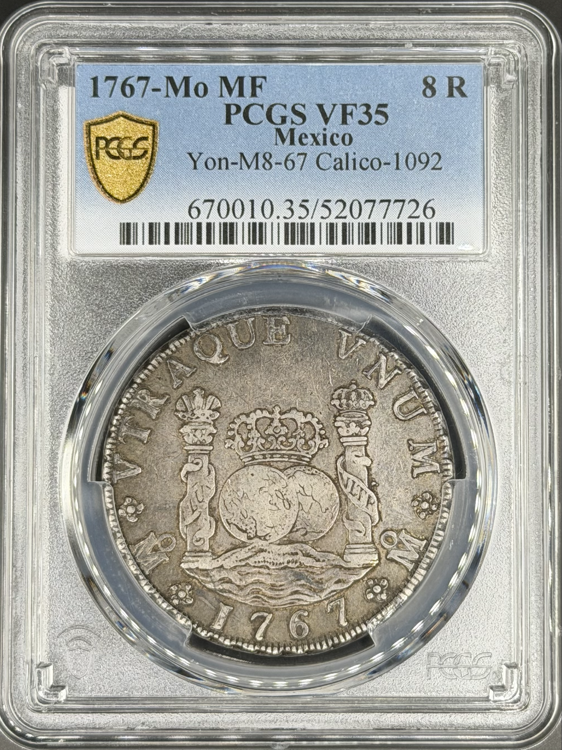 1767 Mo-MF 8 Reales Pillar Dollar Spanish Colonial Mexico PCGS VF-35 *U.S. Legal Tender*