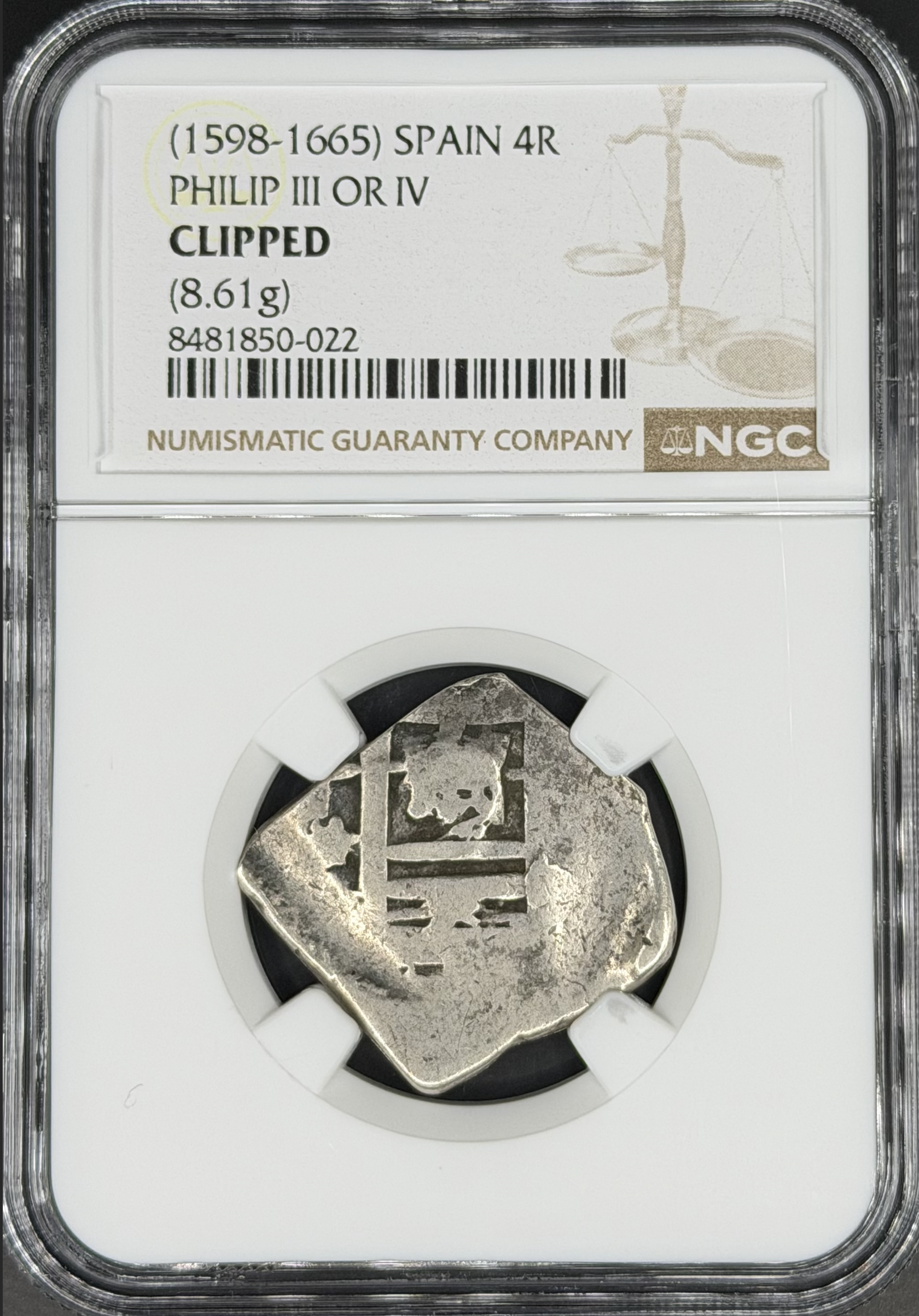 1598-1665 4 Reales Cob Spain NGC Clipped
