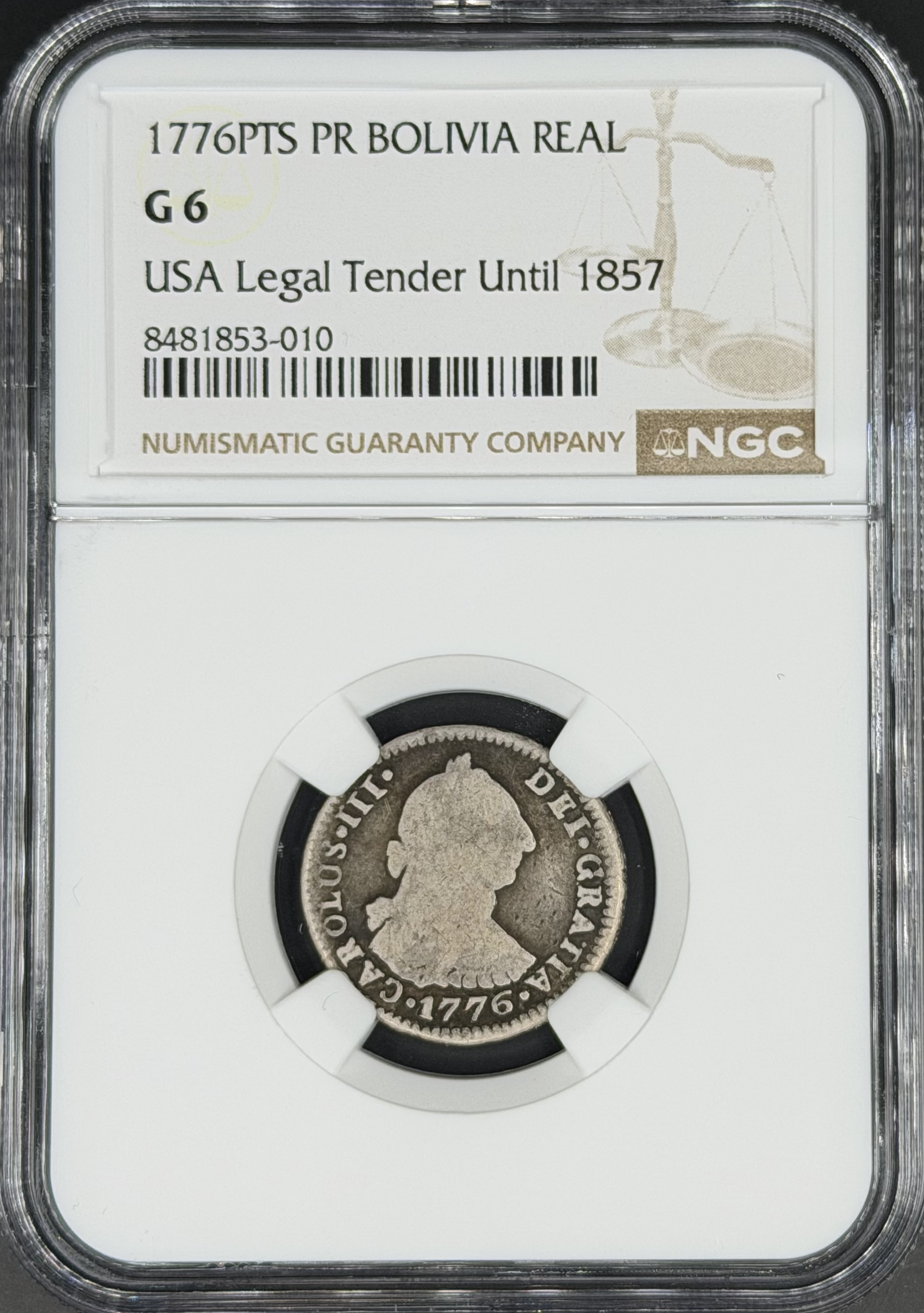 1776 PTS-PR 1 Real Spanish Colonial Bolivia, Potosi NGC G-6 *U.S. Legal Tender*