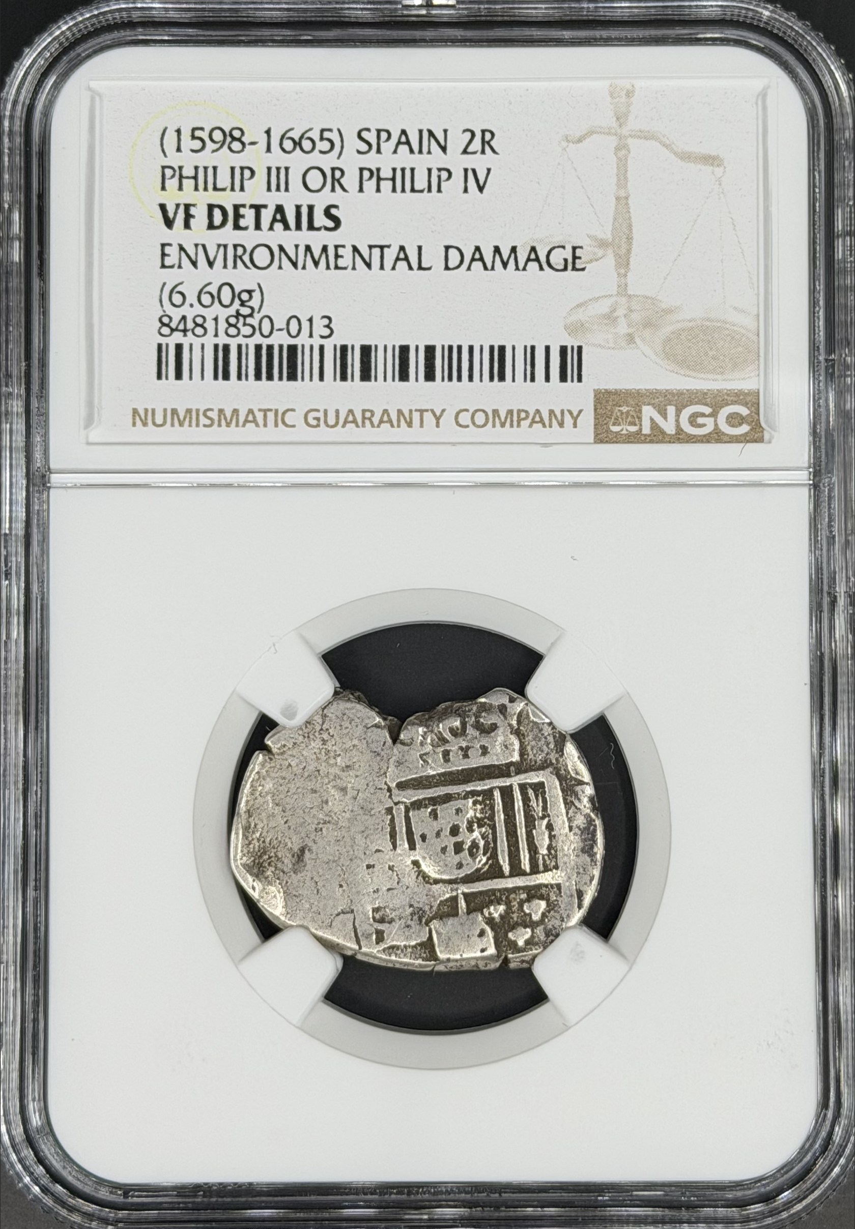1598-1665 2 Reales Cob Spain NGC VF