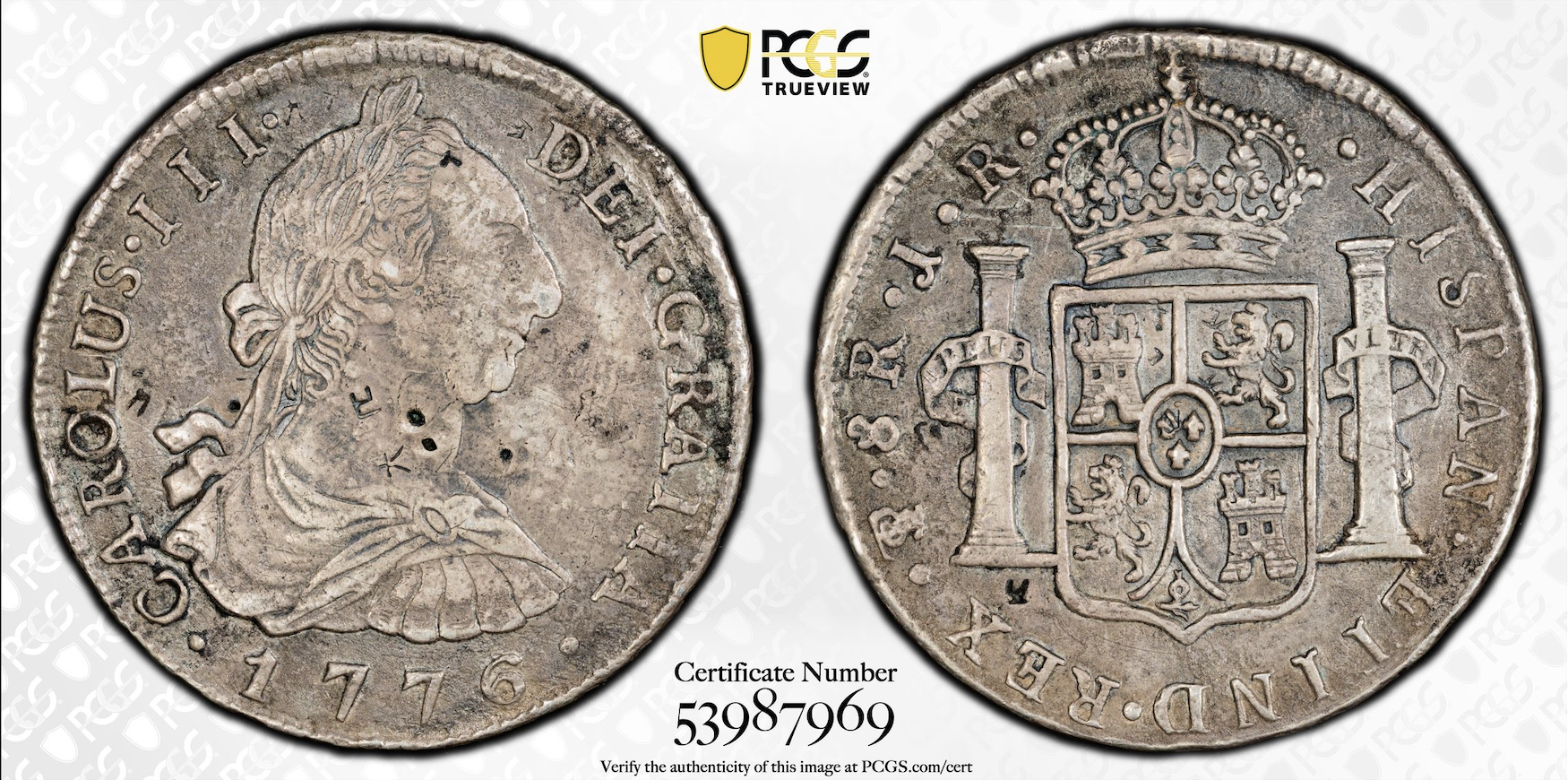 1776 PTS-JR 8 Reales Spanish Colonial Bolivia, Potosi PCGS VF *U.S. Legal Tender*
